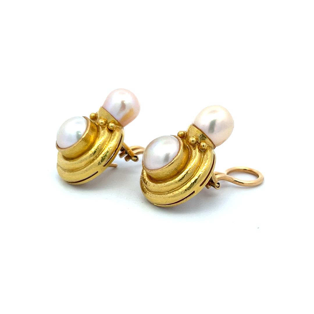 Elizabeth Locke 18K YG Clip On Earrings with Marbe and Cultured Pearls