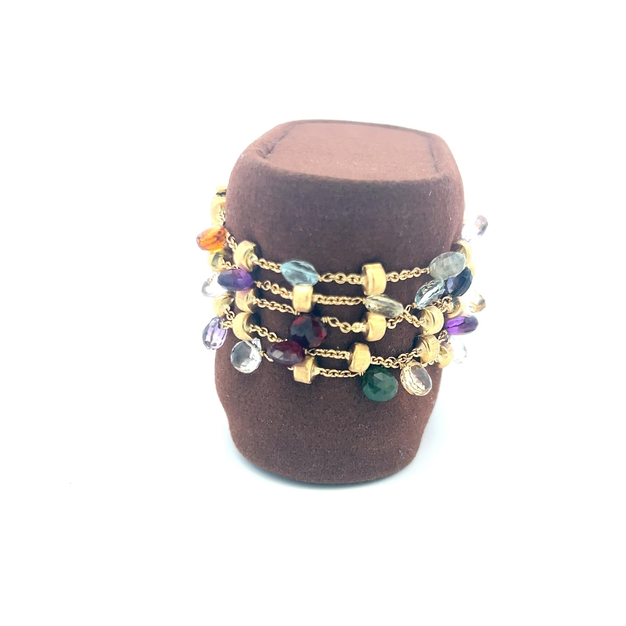 Marco Bicego 18K Yellow Gold 4.5-5.8 MM Multi-Gem Link Bracelet 27.53 Grams