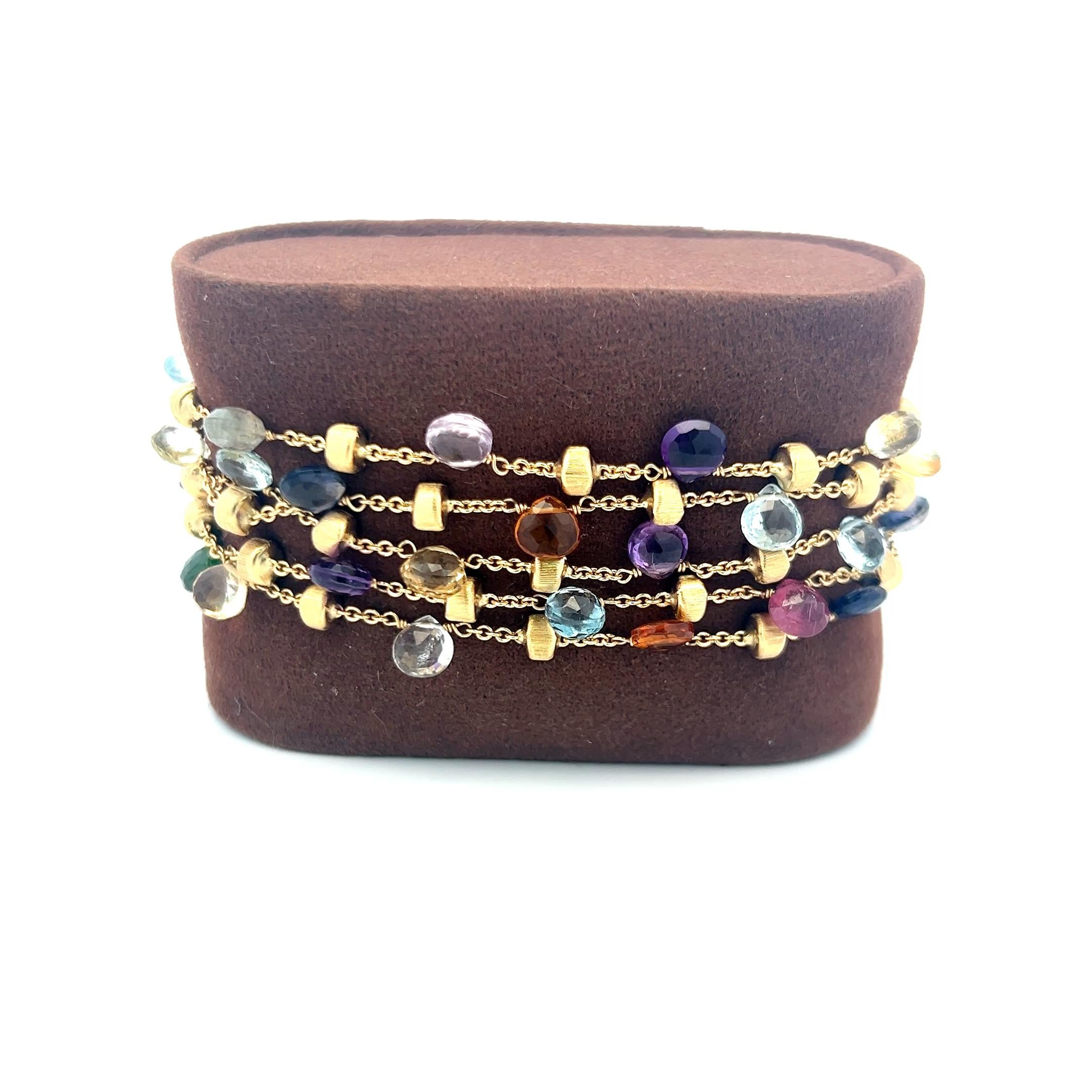 Marco Bicego 18K Yellow Gold 4.5-5.8 MM Multi-Gem Link Bracelet 27.53 Grams