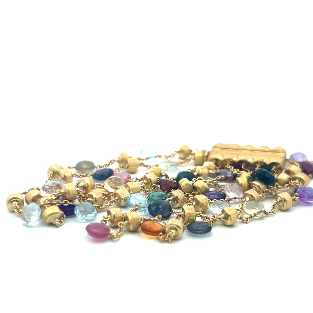 Marco Bicego 18K Yellow Gold 4.5-5.8 MM Multi-Gem Link Bracelet 27.53 Grams