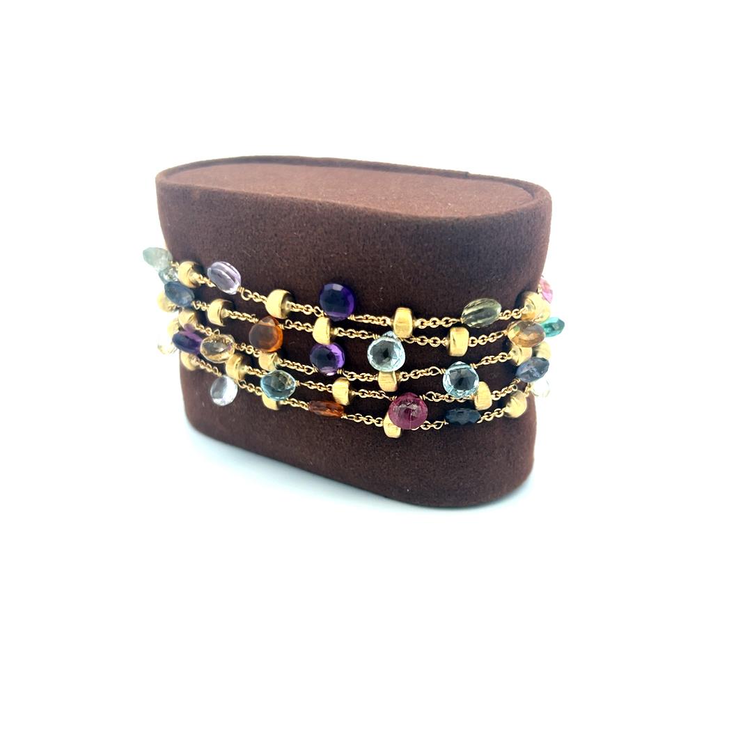 Marco Bicego 18K Yellow Gold 4.5-5.8 MM Multi-Gem Link Bracelet 27.53 Grams