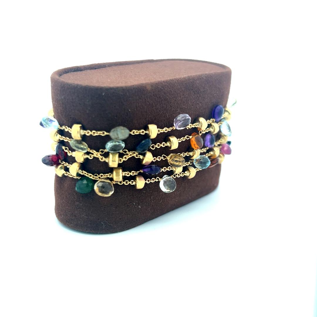 Marco Bicego 18K Yellow Gold 4.5-5.8 MM Multi-Gem Link Bracelet 27.53 Grams