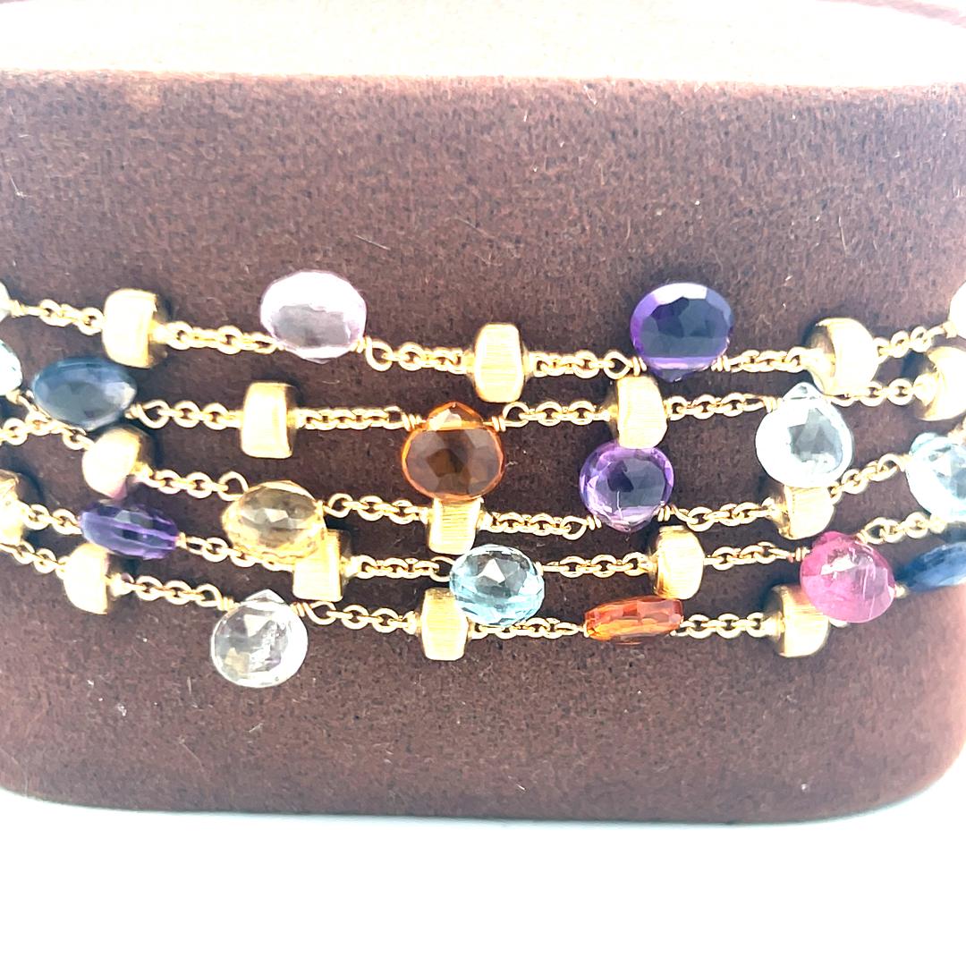 Marco Bicego 18K Yellow Gold 4.5-5.8 MM Multi-Gem Link Bracelet 27.53 Grams