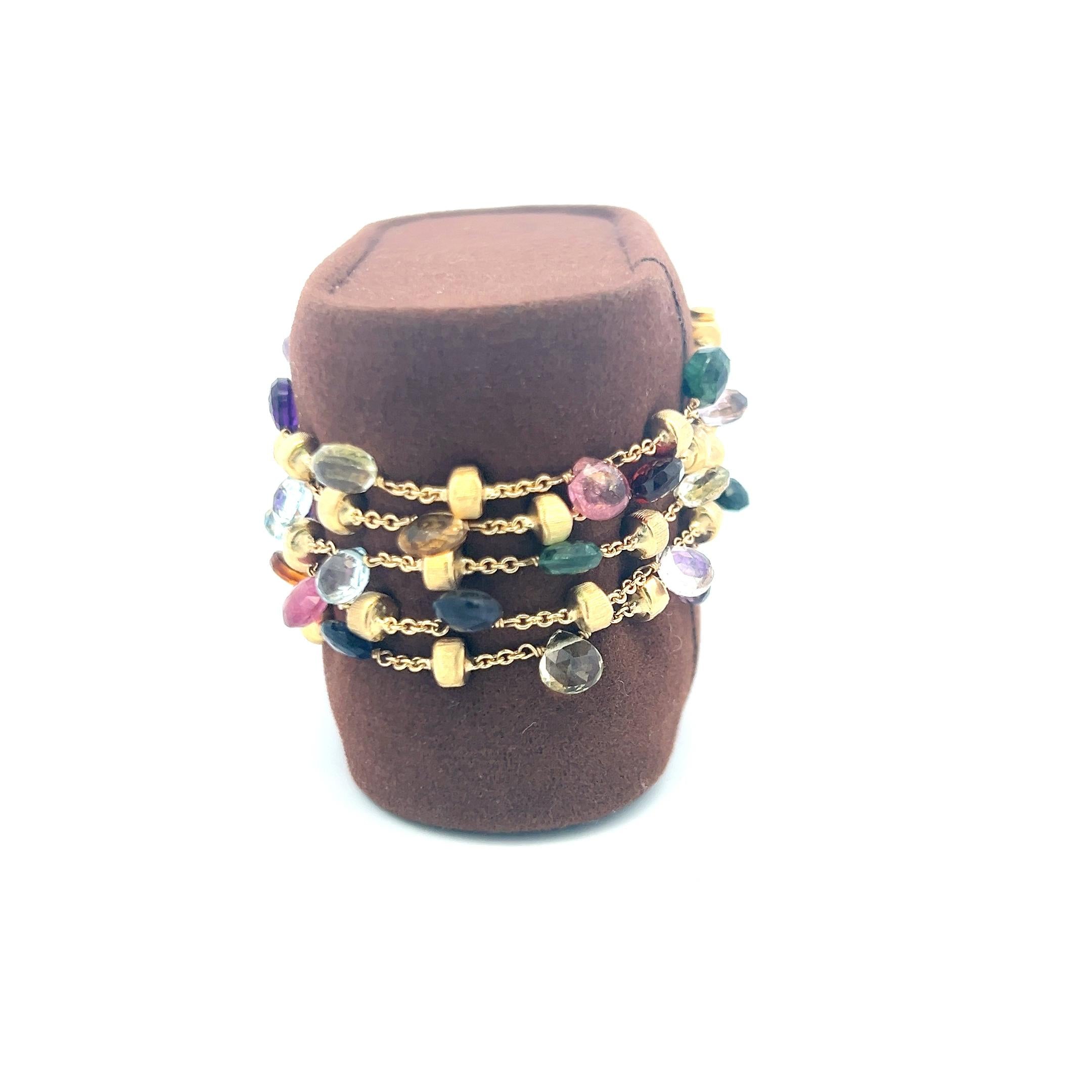 Marco Bicego 18K Yellow Gold 4.5-5.8 MM Multi-Gem Link Bracelet 27.53 Grams