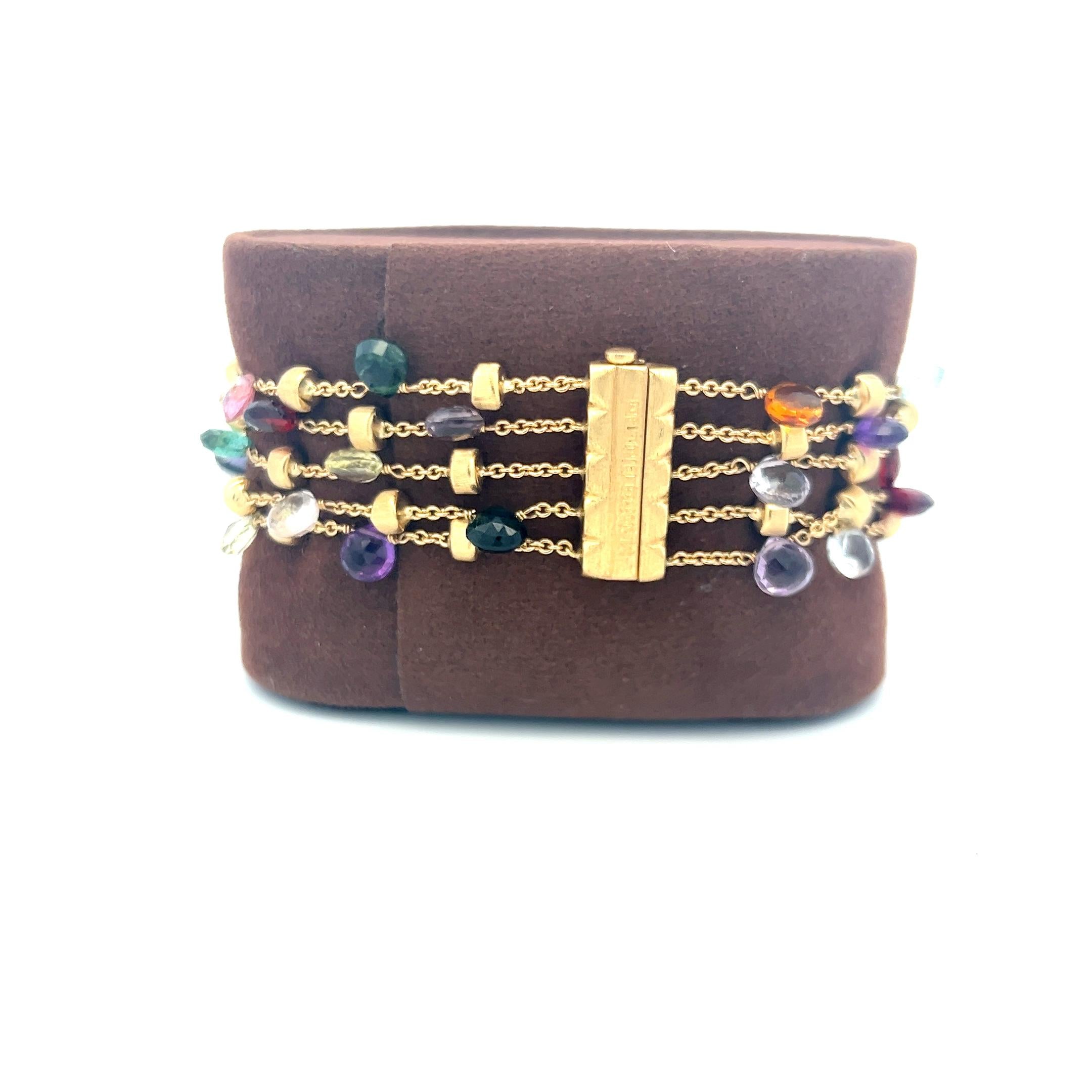 Marco Bicego 18K Yellow Gold 4.5-5.8 MM Multi-Gem Link Bracelet 27.53 Grams