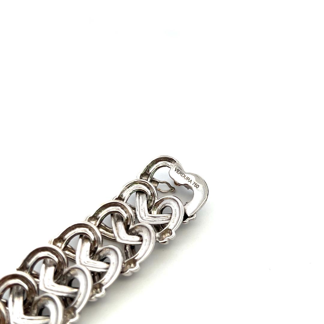 Verdura 18K White Gold Link Bracelet with 1.1 Carat Round F-VS Diamonds
