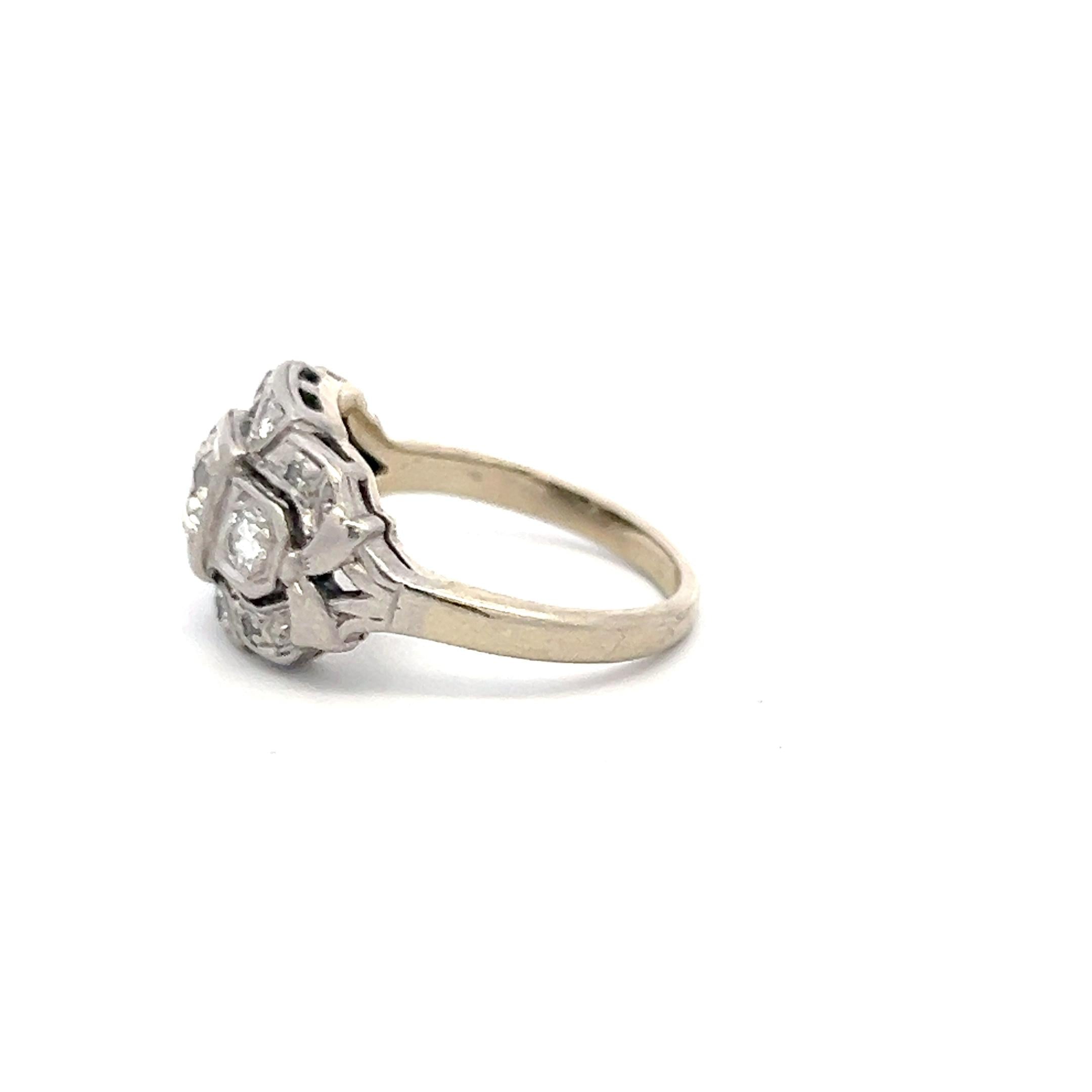 Vintage Art Deco Platinum Ring with 0.86 Carat Old European Cut Diamond Size 6