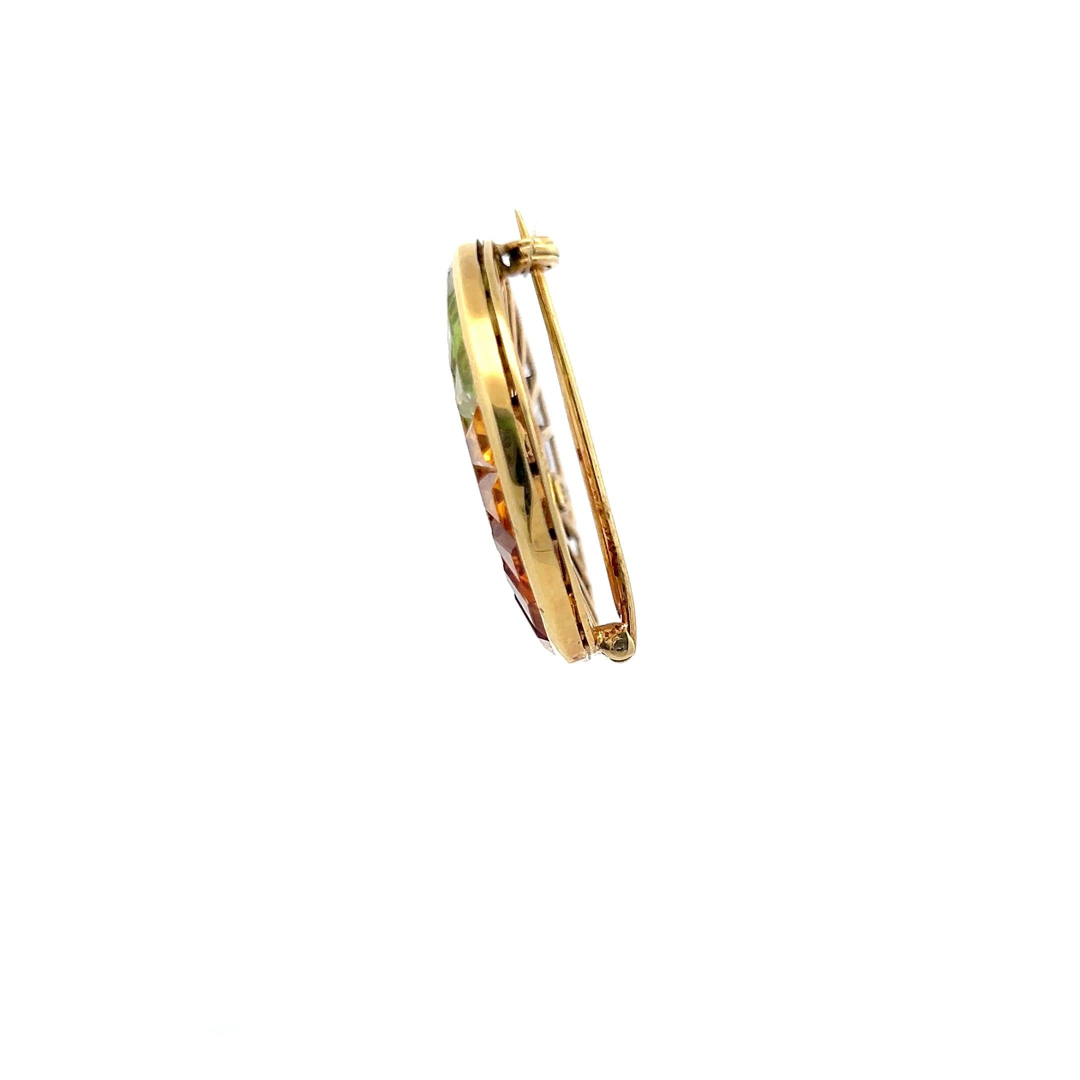 Vintage 14K Yellow Gold Pin Brooch with Multi-Gemstones 10.46g