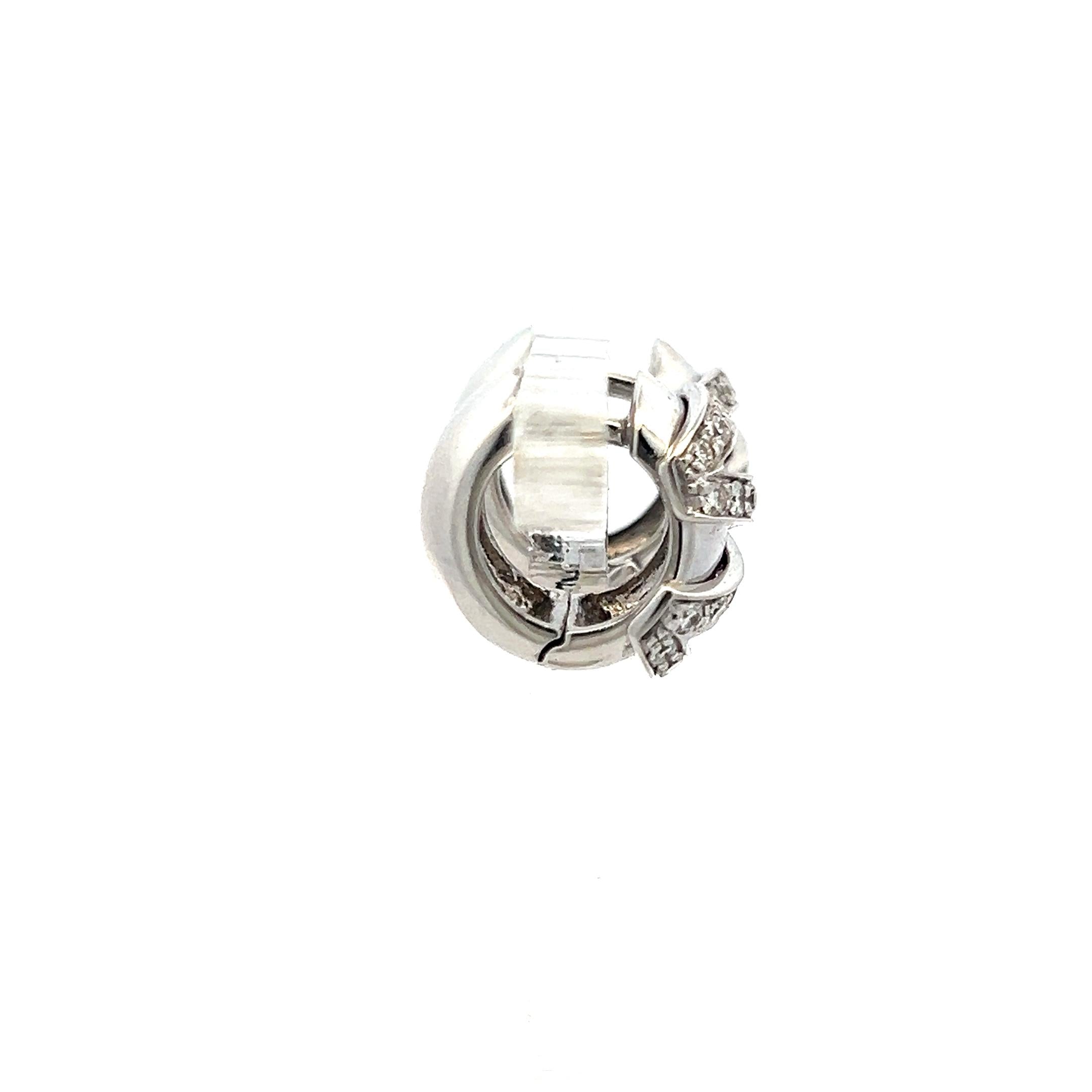 Vintage 18K White Gold Huggie Earrings with 0.72 Carat Round I-SI Diamonds