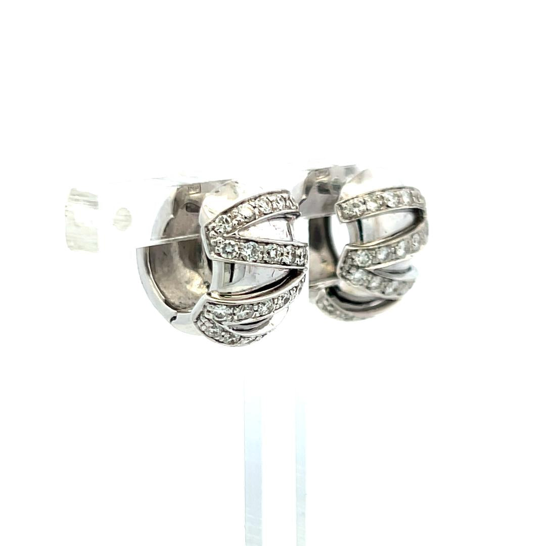 Vintage 18K White Gold Huggie Earrings with 0.72 Carat Round I-SI Diamonds
