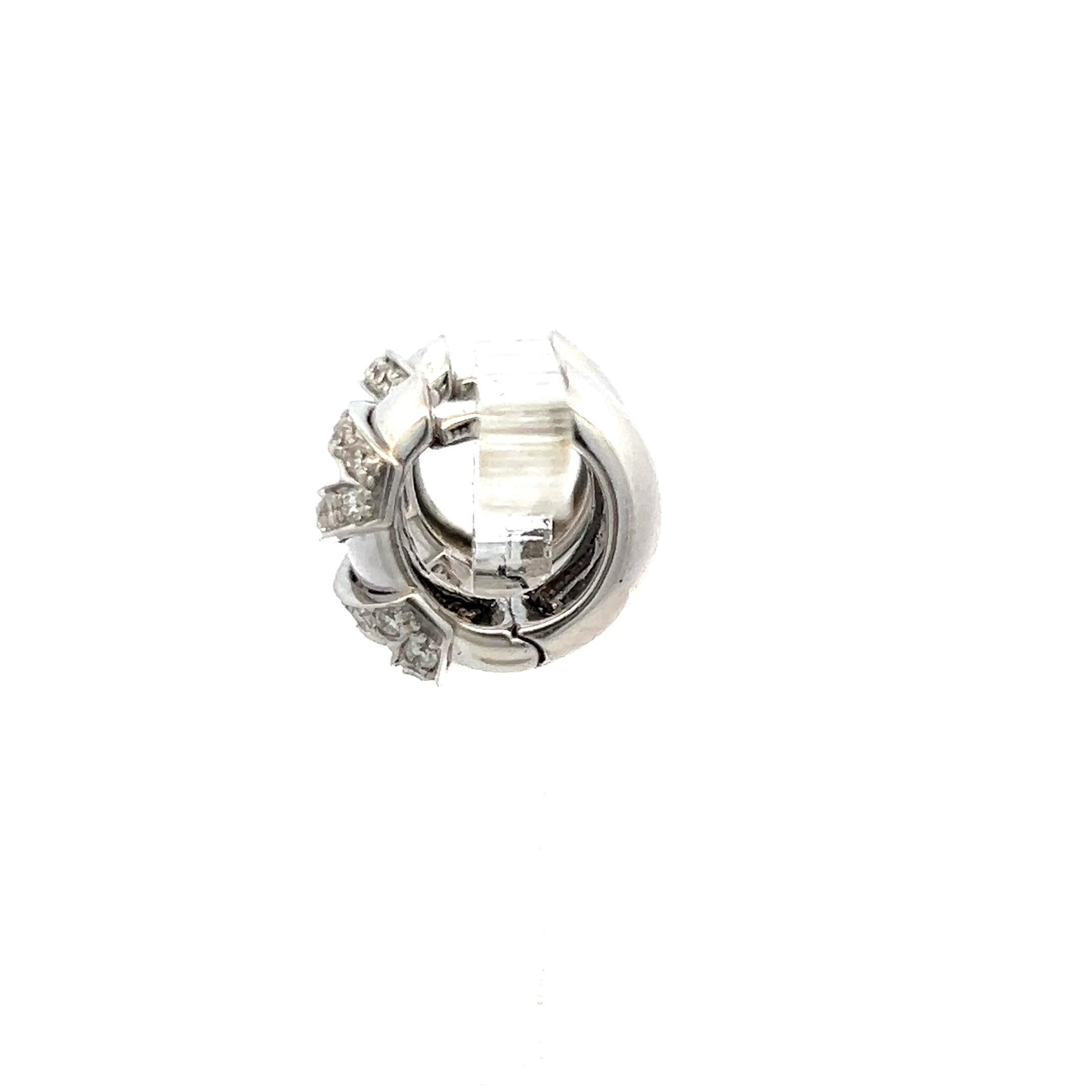 Vintage 18K White Gold Huggie Earrings with 0.72 Carat Round I-SI Diamonds