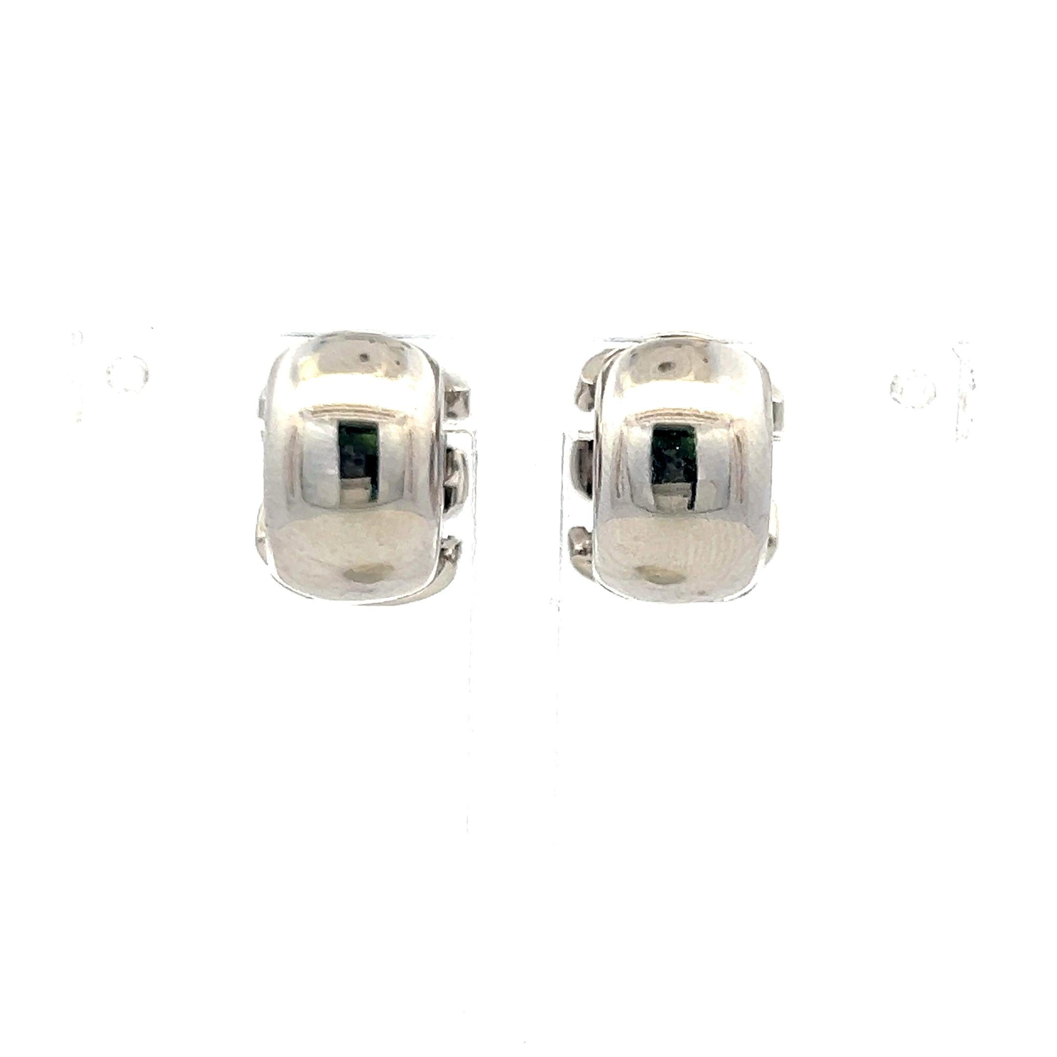 Vintage 18K White Gold Huggie Earrings with 0.72 Carat Round I-SI Diamonds