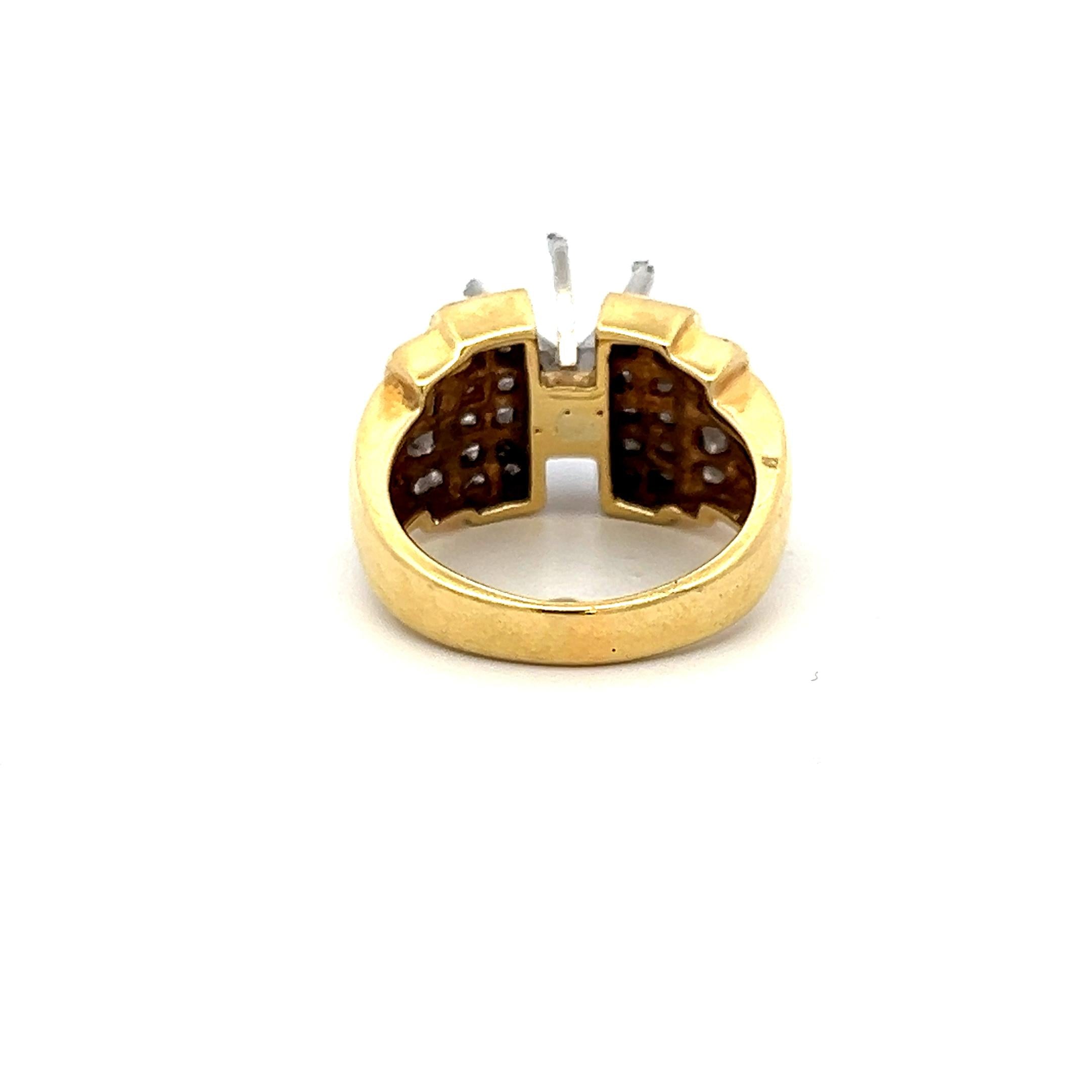 18K YG Semi Mount Ring with 1.45 Carat Princess H VS Diamonds Fits 7.7x8.00 MM