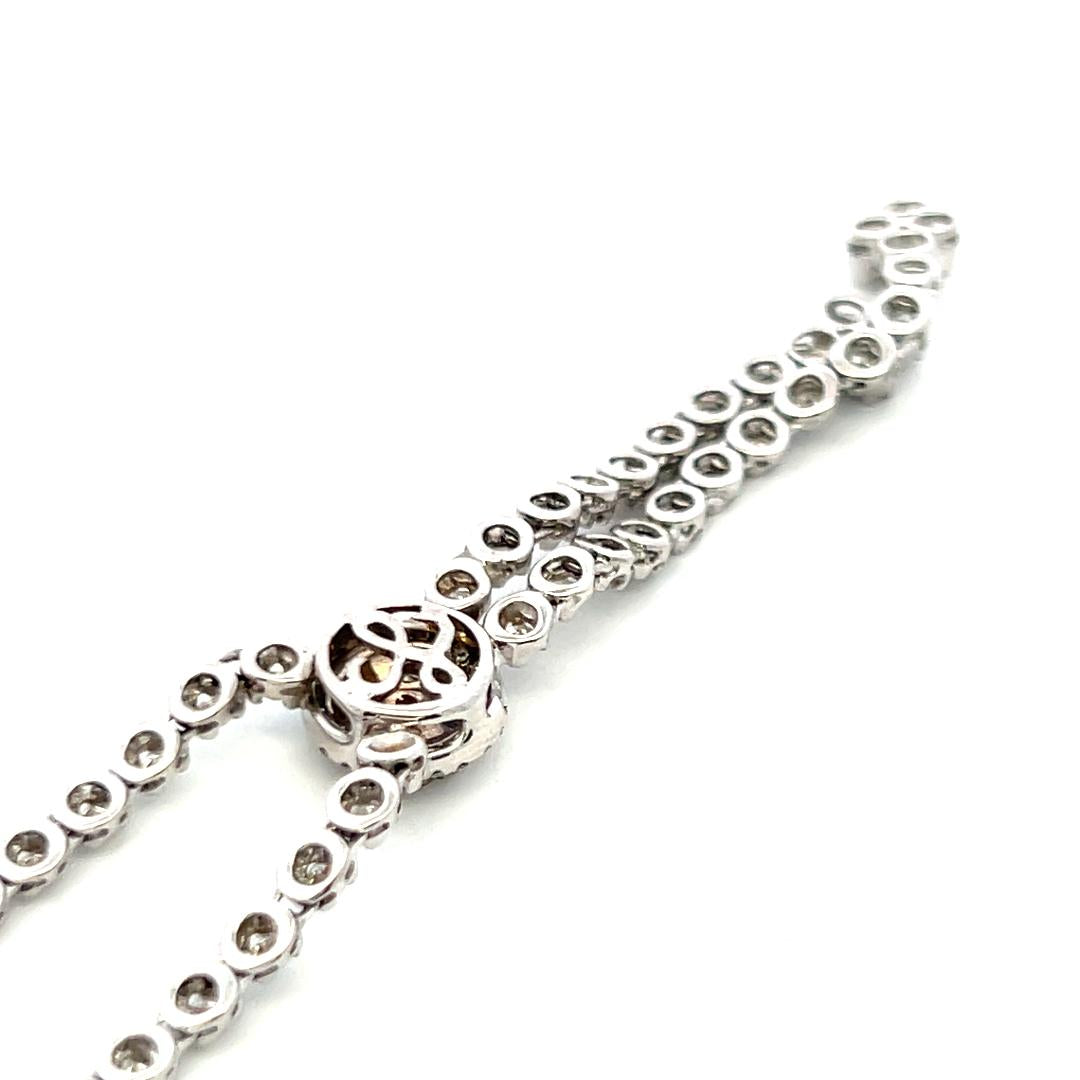 Radiant 14K White Gold Lariat Necklace with 1.25 Carat Round J-VS Diamonds