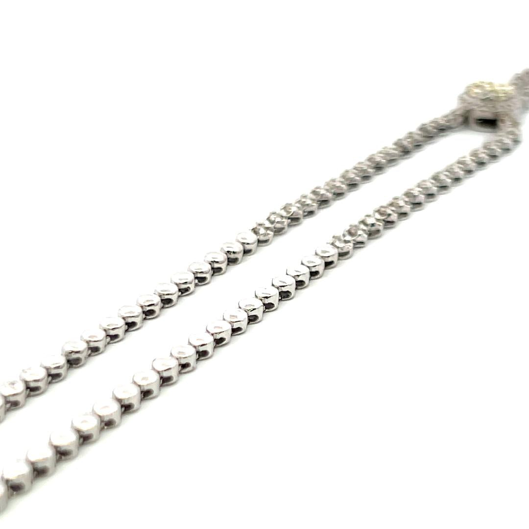 Radiant 14K White Gold Lariat Necklace with 1.25 Carat Round J-VS Diamonds