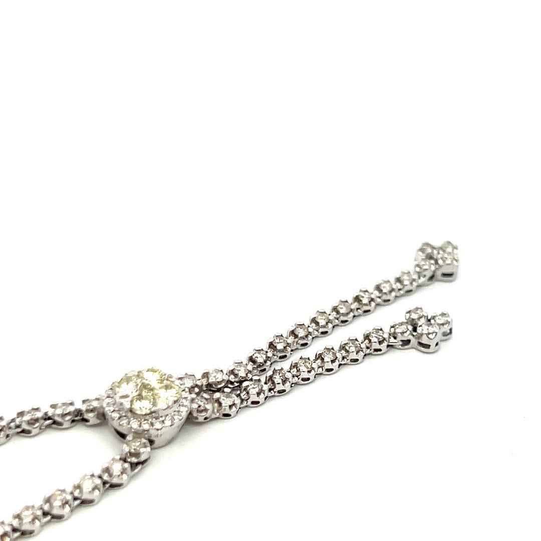 Radiant 14K White Gold Lariat Necklace with 1.25 Carat Round J-VS Diamonds