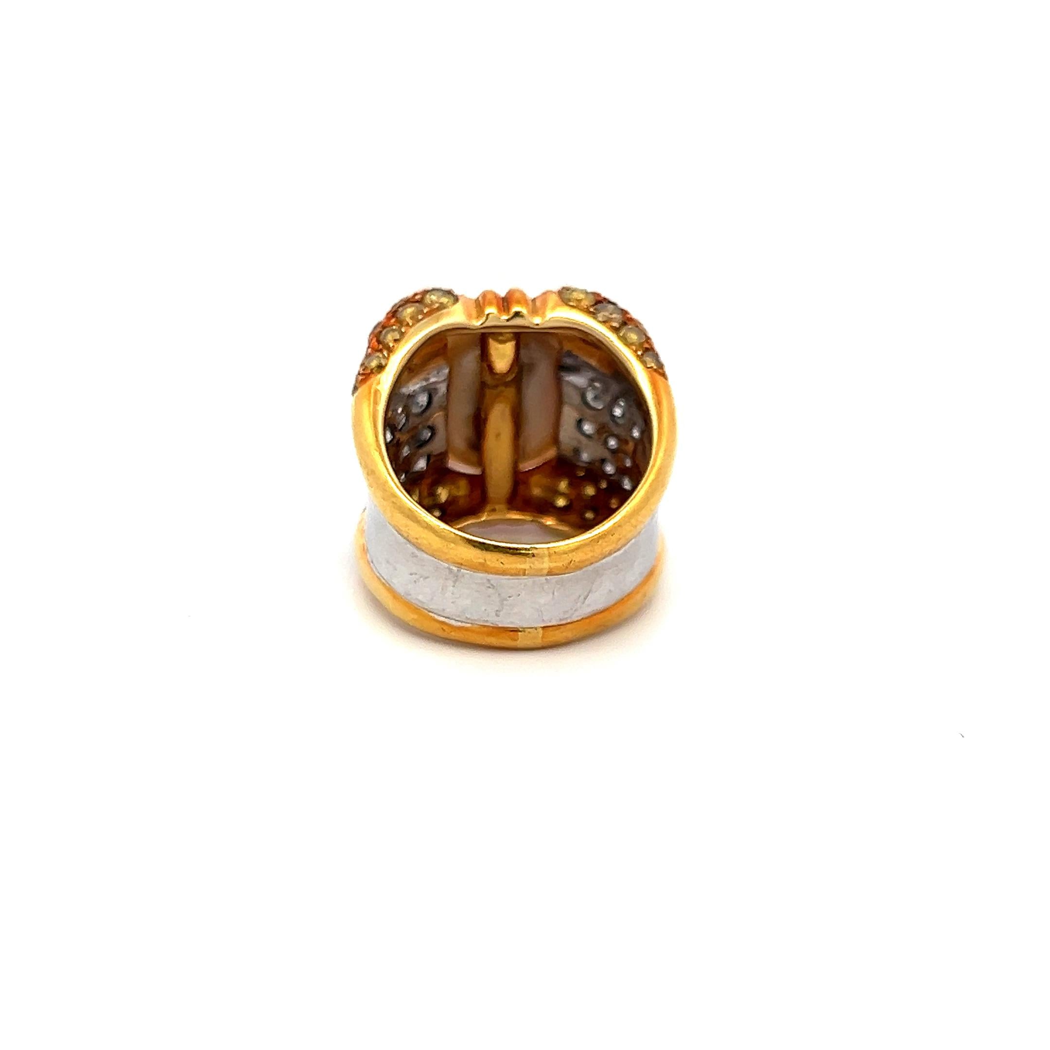 18 Karat Two Tone Gold Cocktail Ring with 16MM Pearl & 2.78 Carat Diamonds