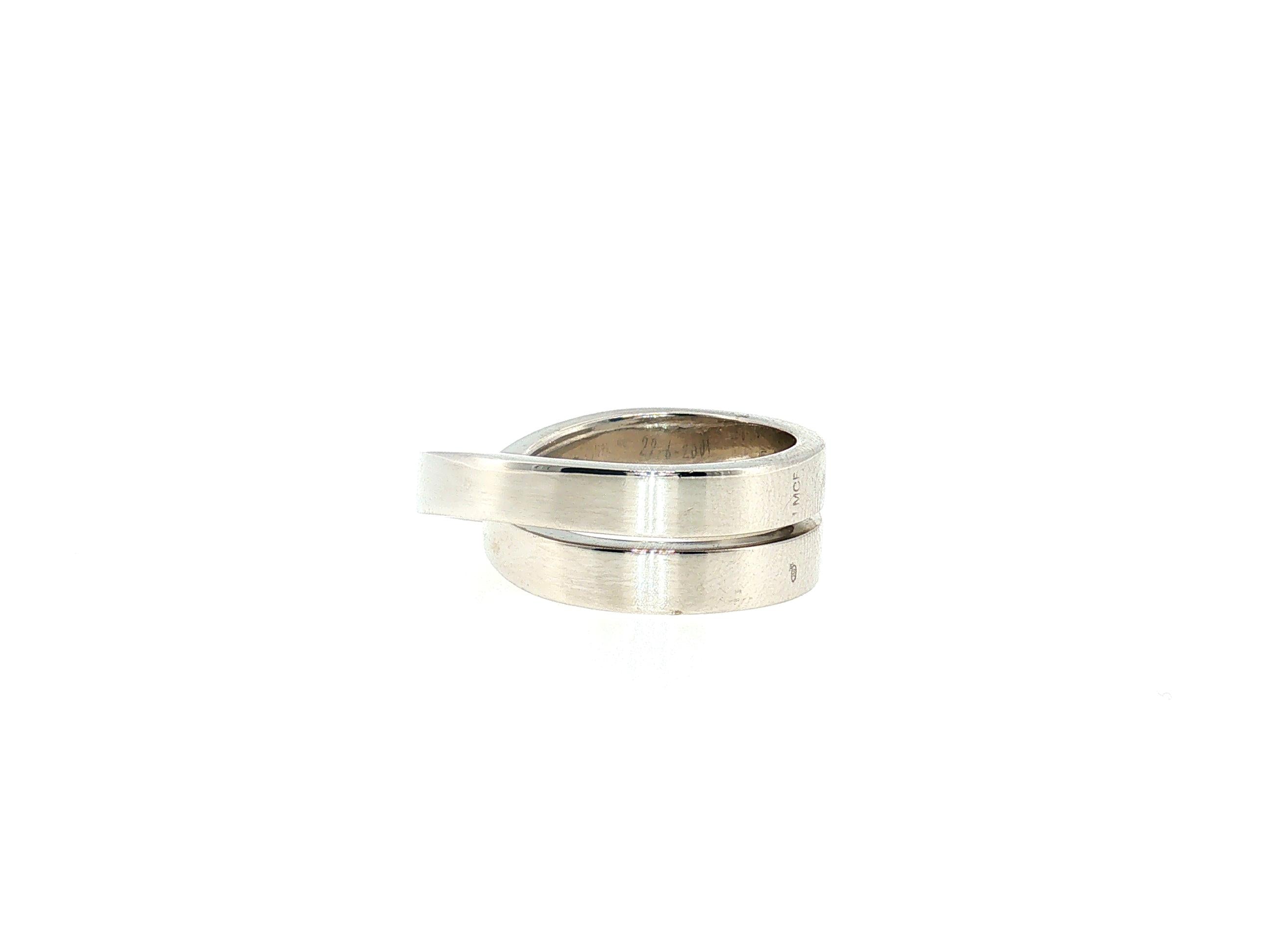 Cartier Nouvelle Vague 18 Karat White Gold Band Ring 15.76 Grams Size 6