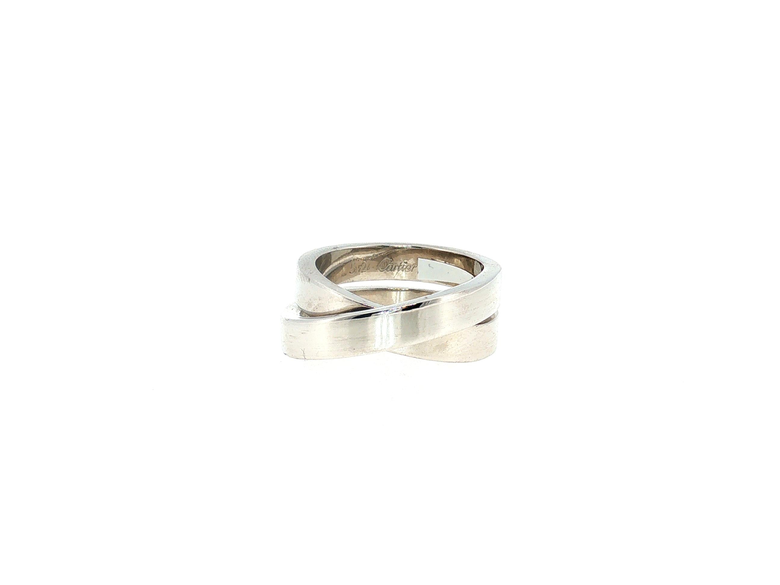Cartier Nouvelle Vague 18 Karat White Gold Band Ring 15.76 Grams Size 6