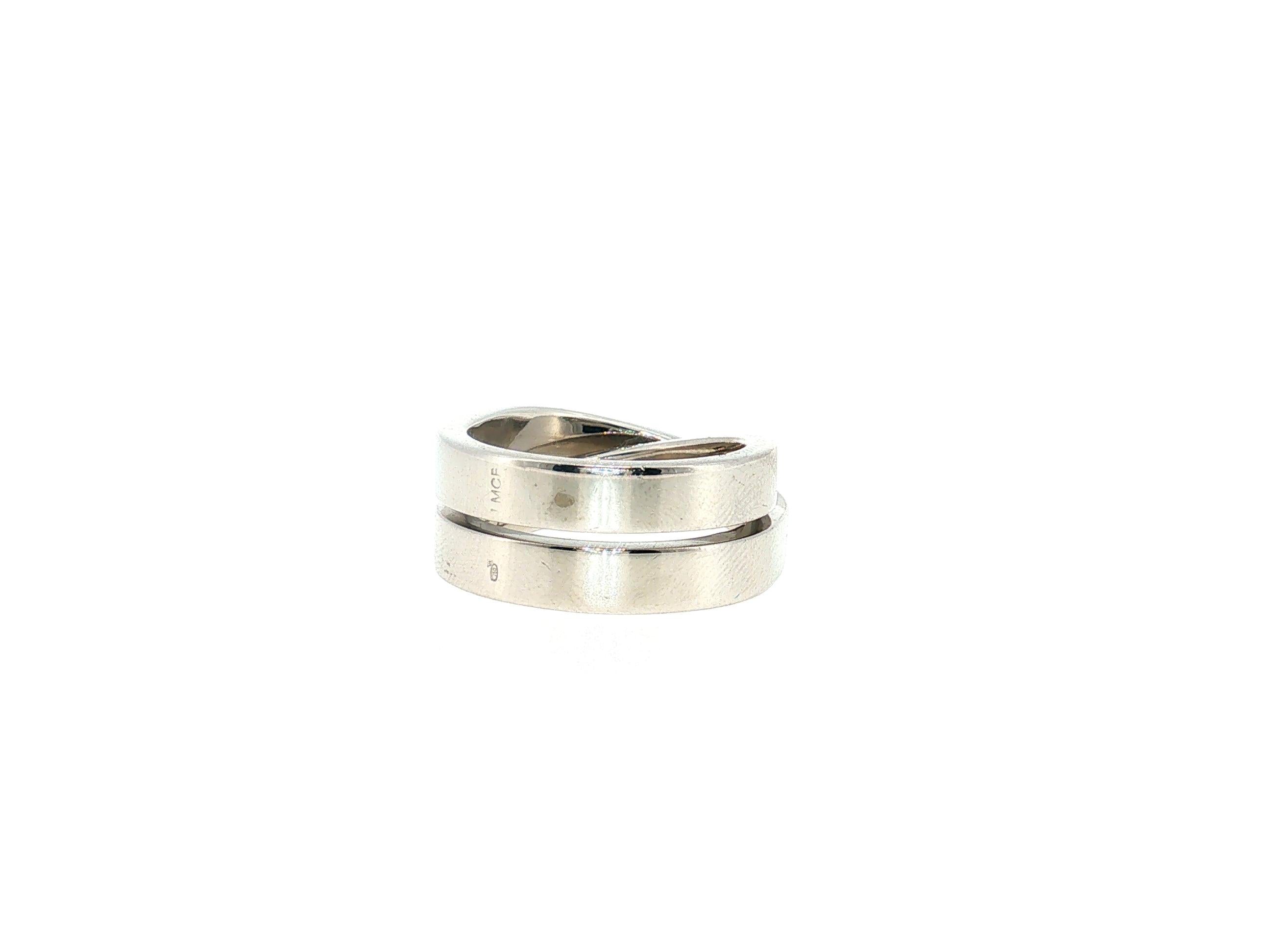Cartier Nouvelle Vague 18 Karat White Gold Band Ring 15.76 Grams Size 6