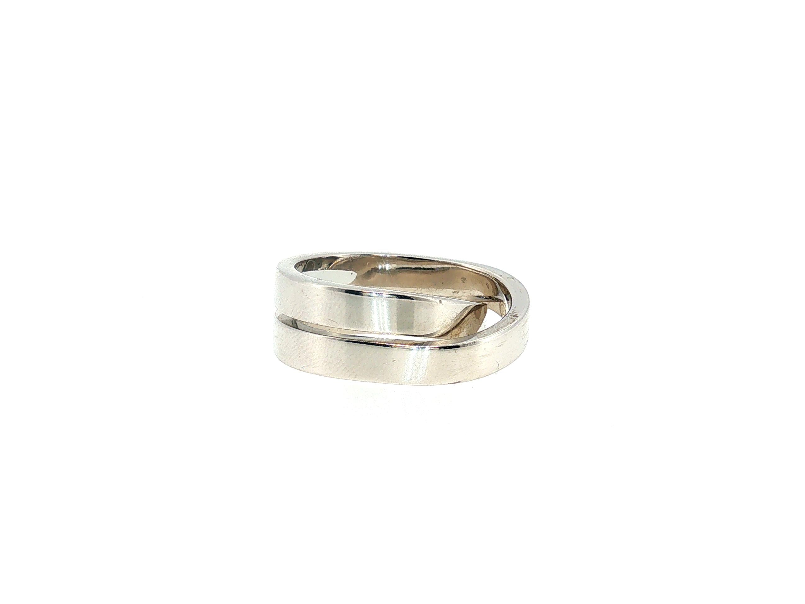 Cartier Nouvelle Vague 18 Karat White Gold Band Ring 15.76 Grams Size 6