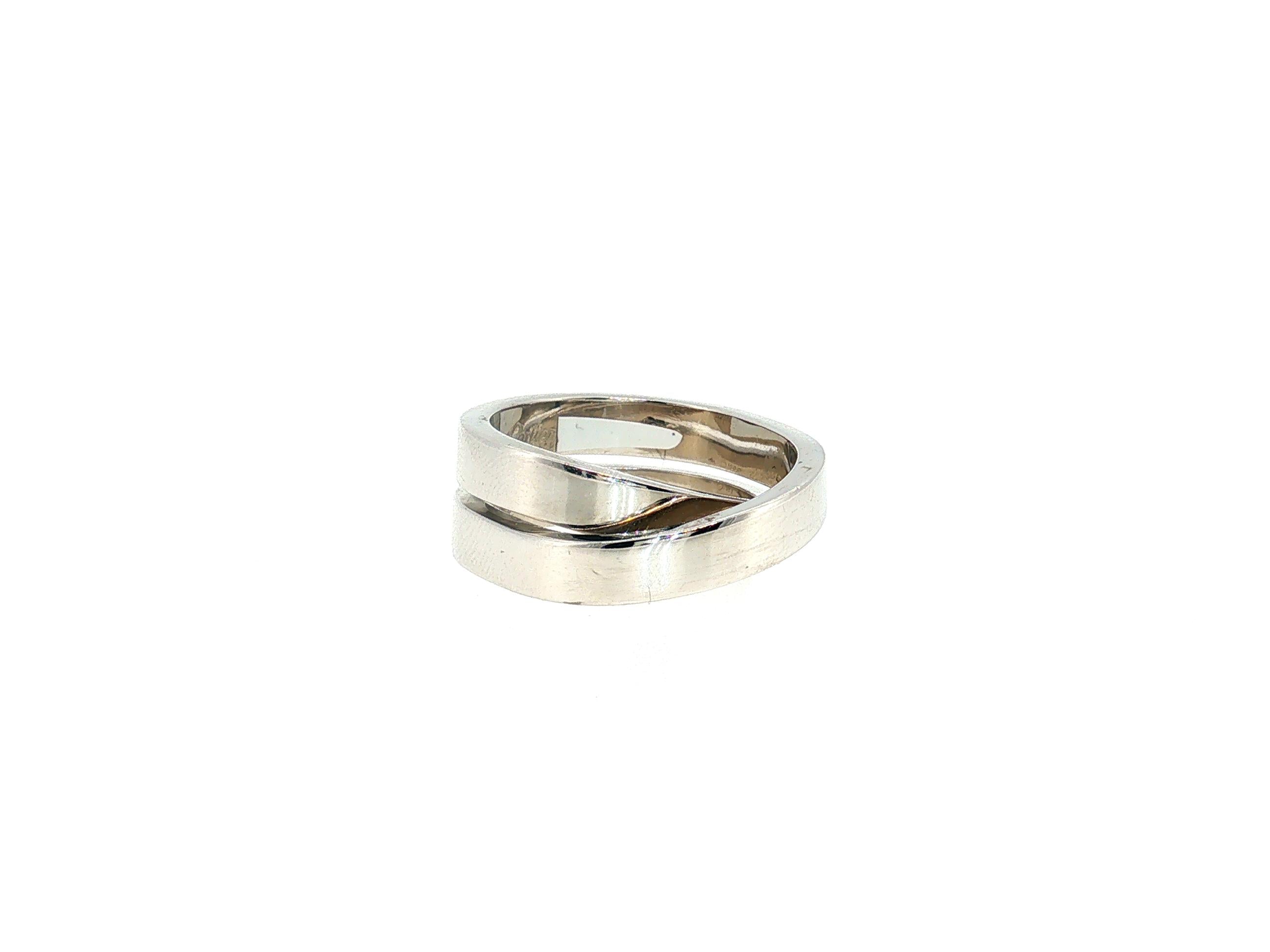 Cartier Nouvelle Vague 18 Karat White Gold Band Ring 15.76 Grams Size 6