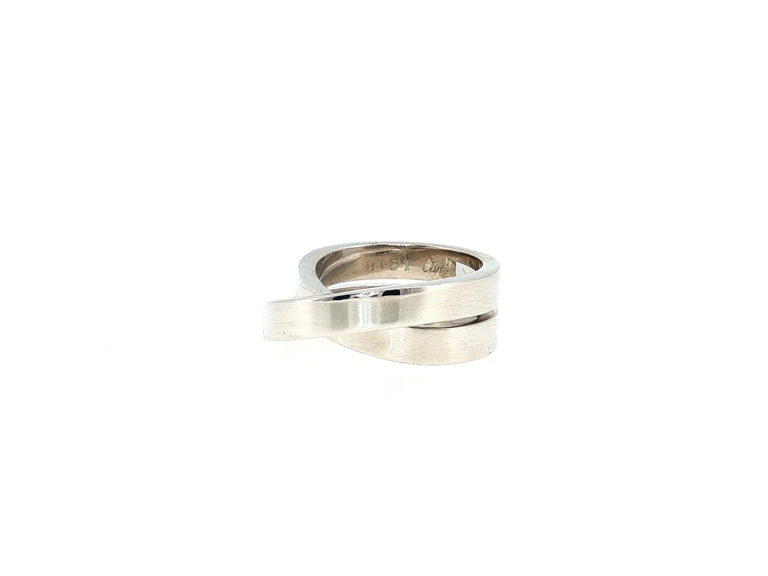 Cartier Nouvelle Vague 18 Karat White Gold Band Ring 15.76 Grams Size 6