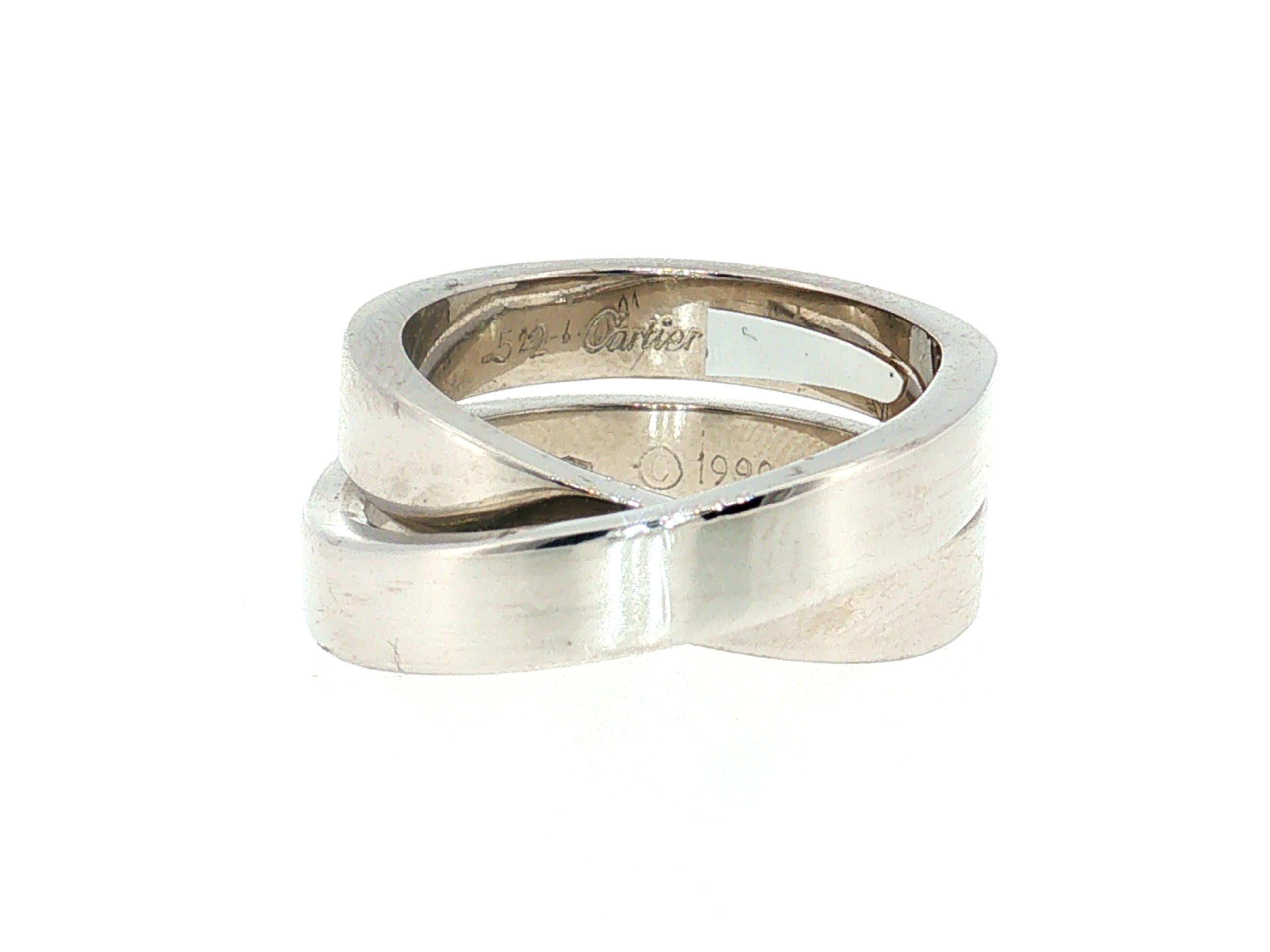 Cartier Nouvelle Vague 18 Karat White Gold Band Ring 15.76 Grams Size 6