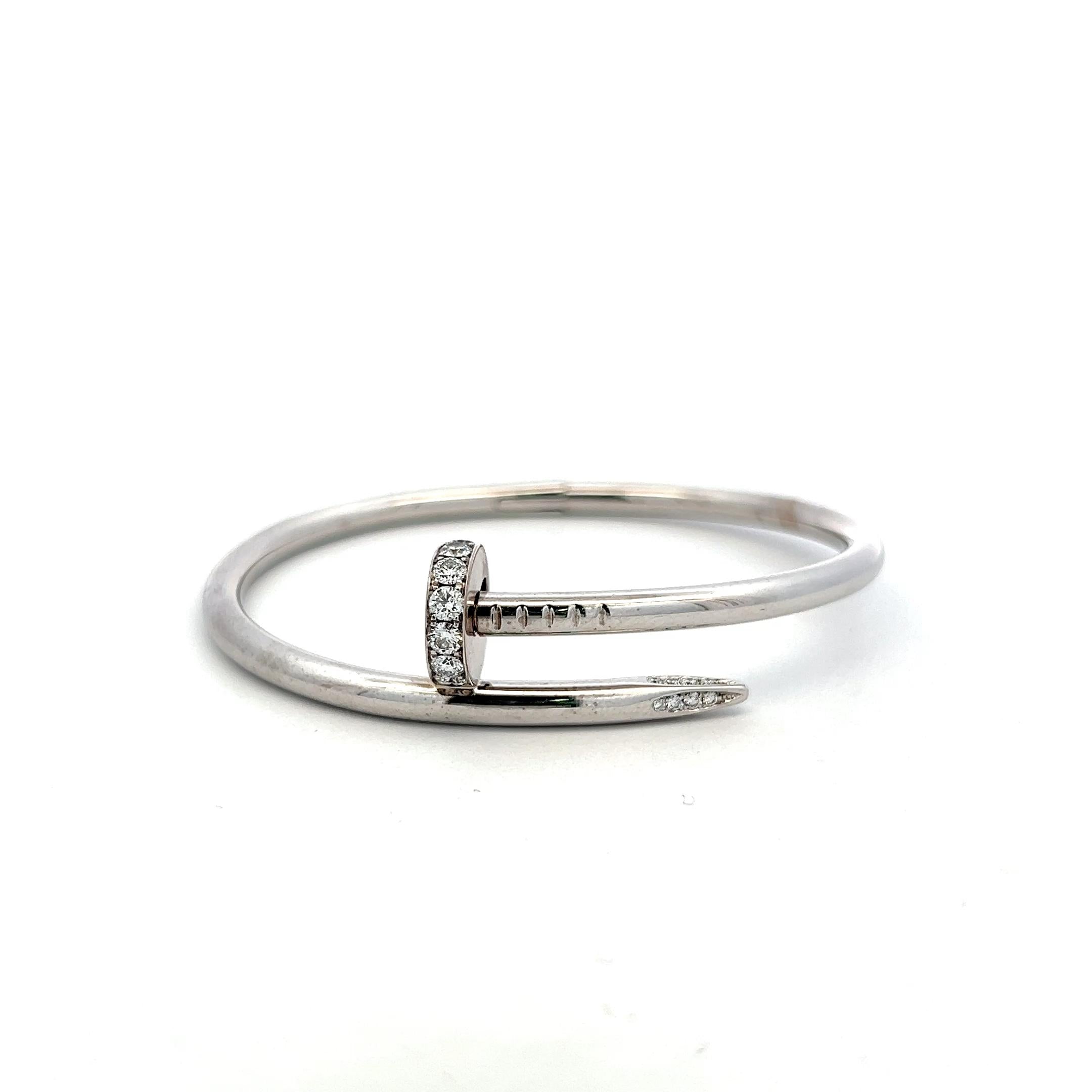 Cartier 18K WG Juste Un Clou Bracelet with 0.58 Carat Diamonds Certificate