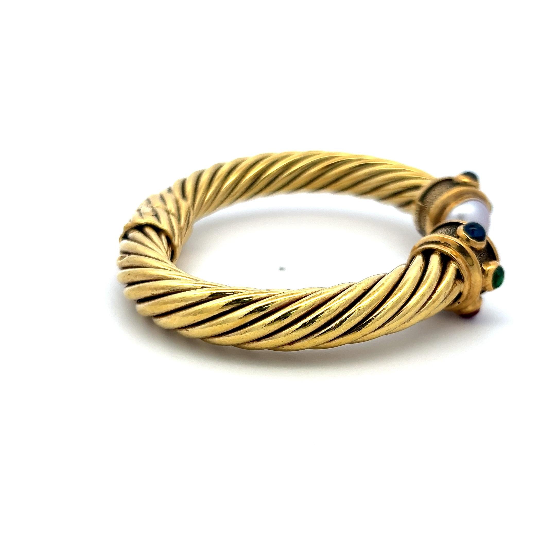 David Yurman 18K Yellow Gold Bangle Bracelet 47.1 Grams Size 8.25
