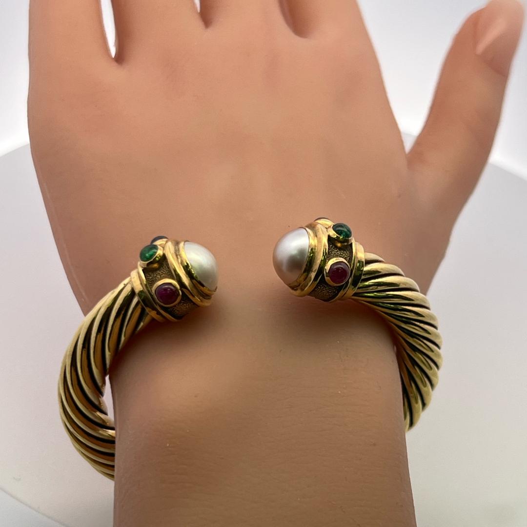 David Yurman 18K Yellow Gold Bangle Bracelet 47.1 Grams Size 8.25