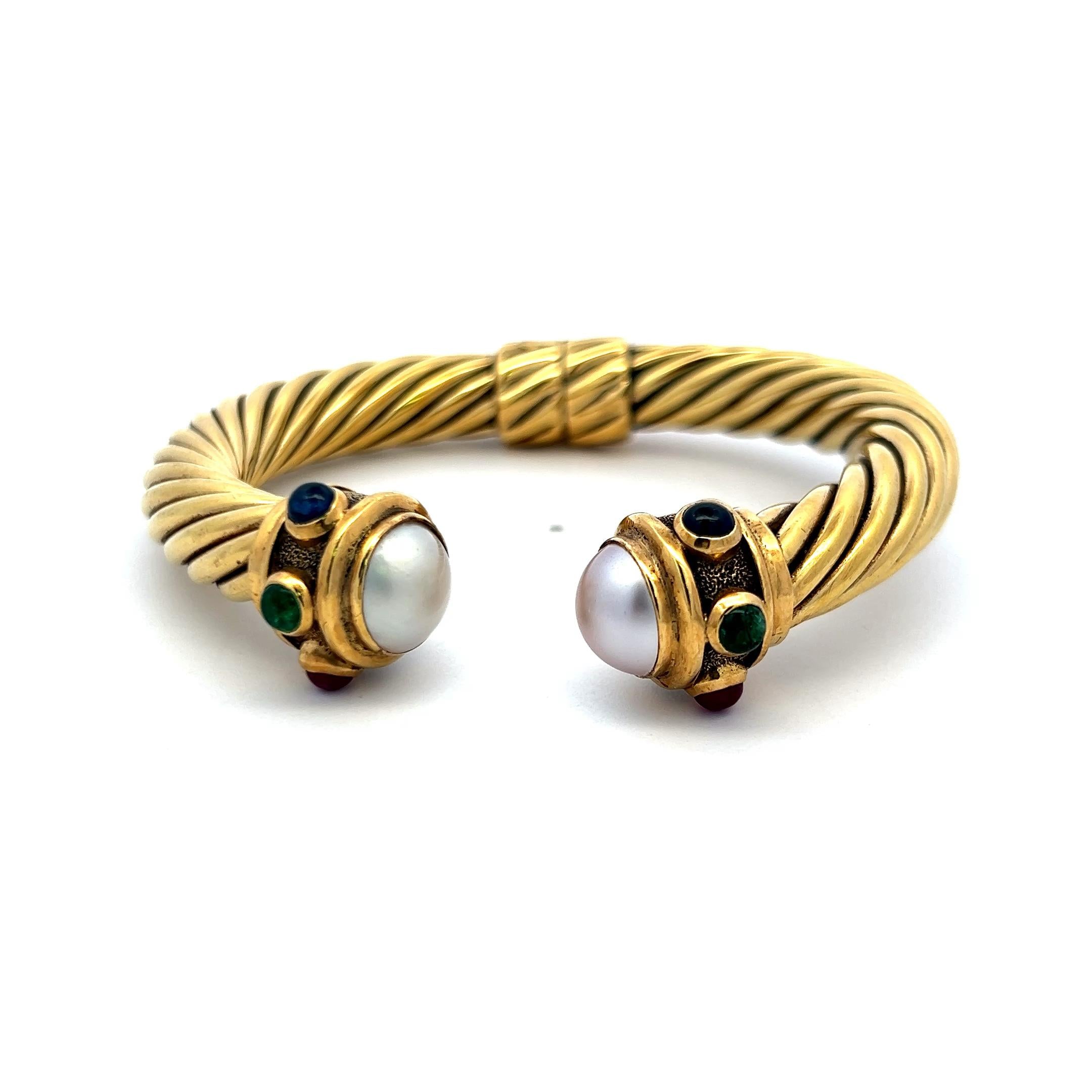 David Yurman 18K Yellow Gold Bangle Bracelet 47.1 Grams Size 8.25