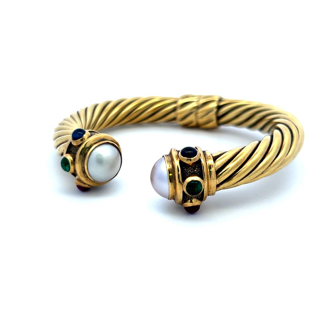David Yurman 18K Yellow Gold Bangle Bracelet 47.1 Grams Size 8.25