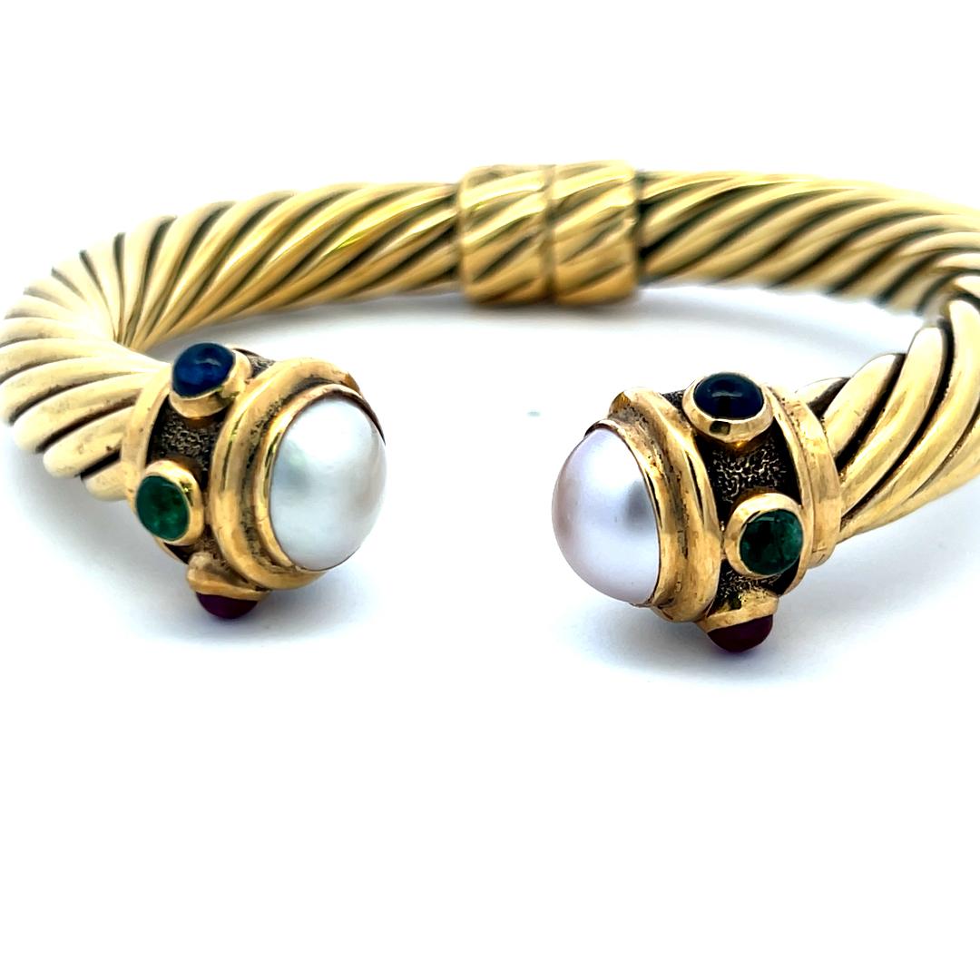 David Yurman 18K Yellow Gold Bangle Bracelet 47.1 Grams Size 8.25