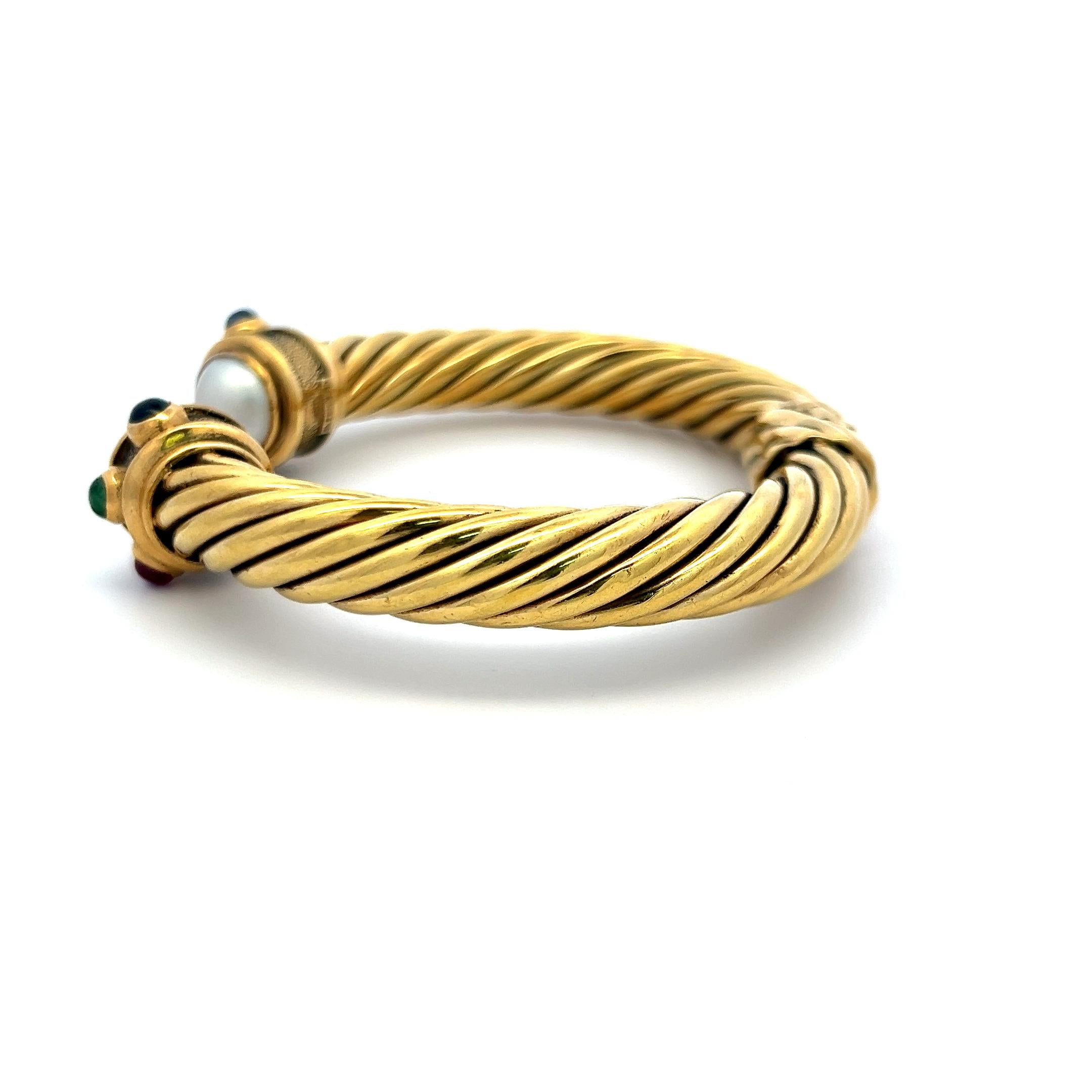 David Yurman 18K Yellow Gold Bangle Bracelet 47.1 Grams Size 8.25