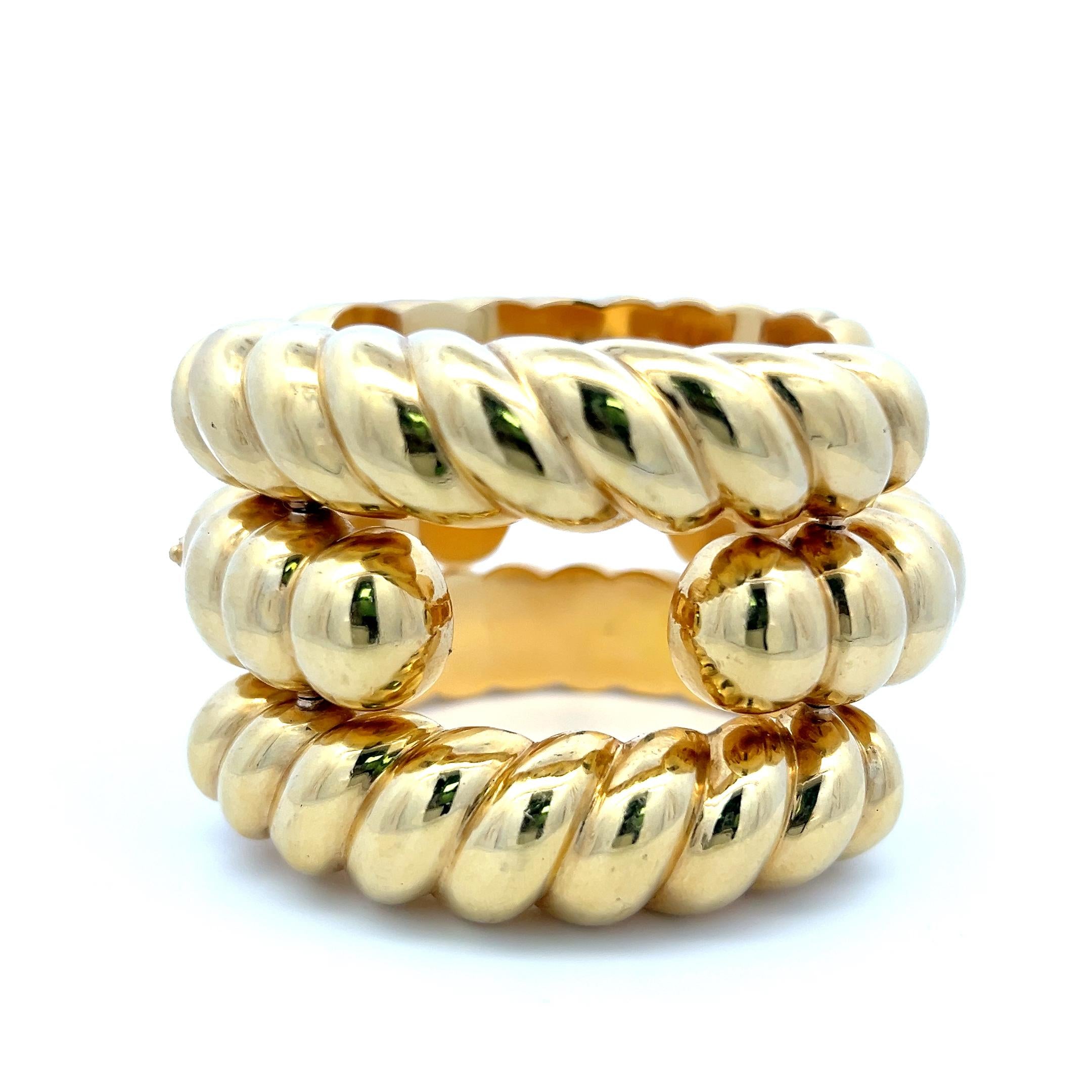Vintage 18 Karat Yellow Gold Coiled Bead Wrap Bracelet 189.4 Grams
