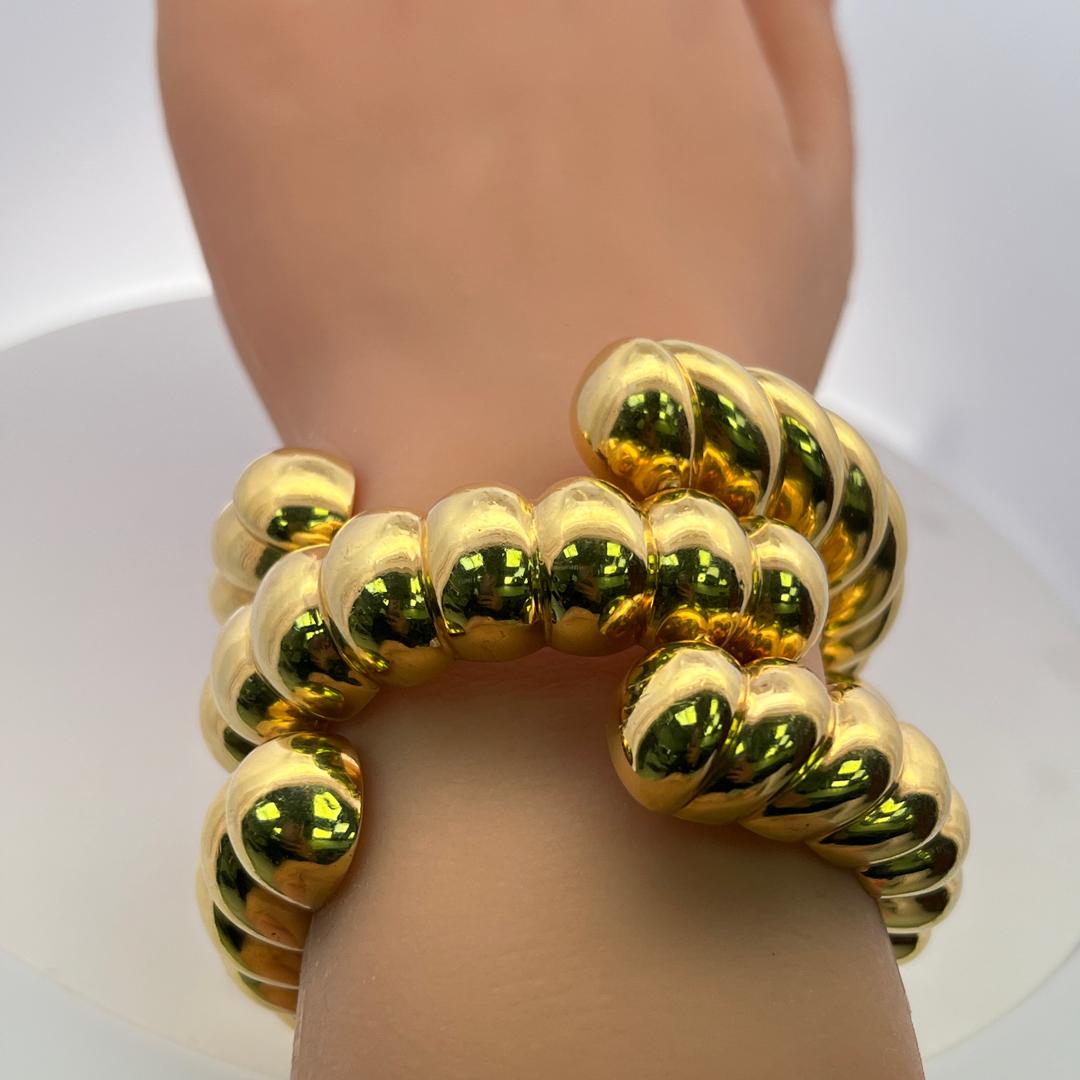 Vintage 18 Karat Yellow Gold Coiled Bead Wrap Bracelet 189.4 Grams