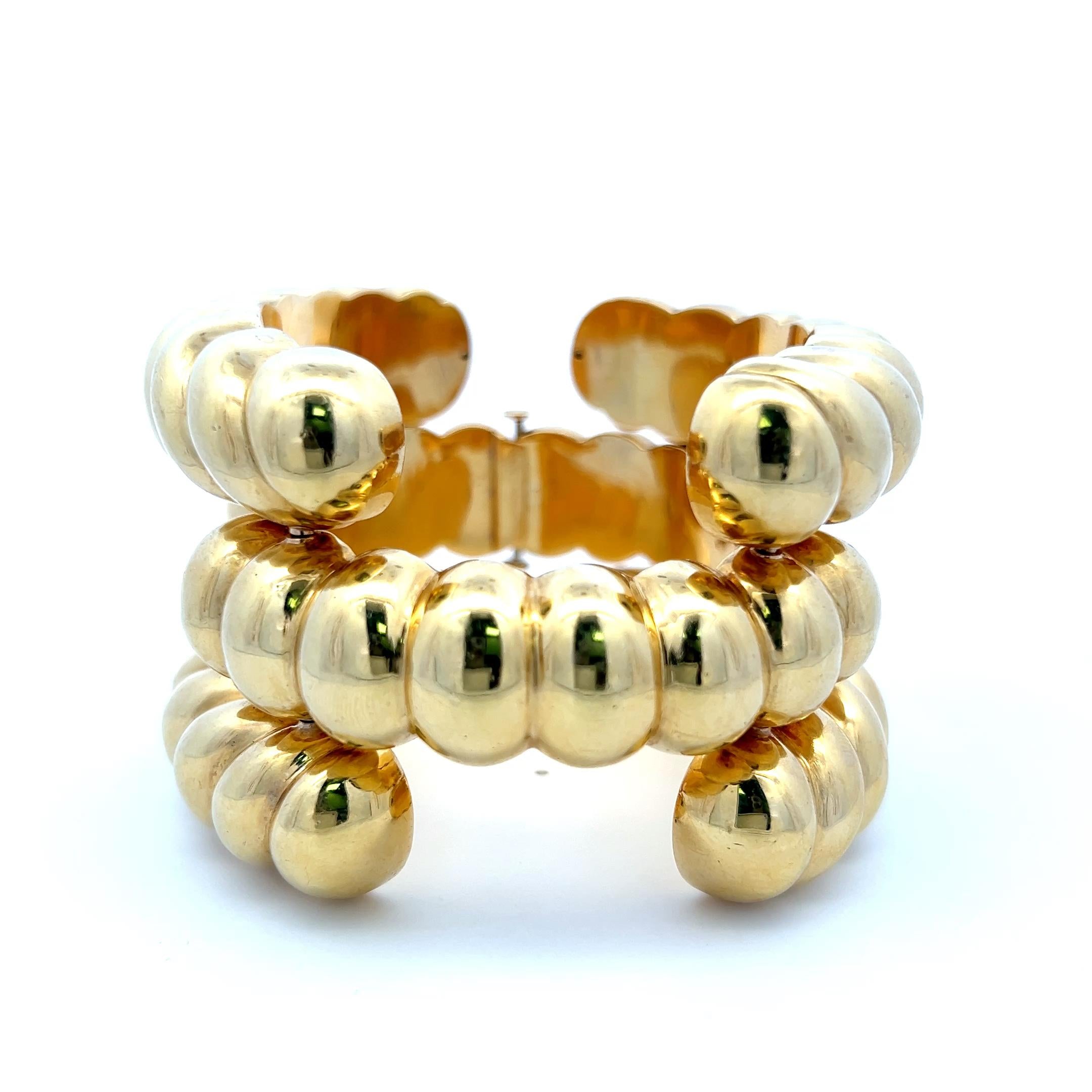 Vintage 18 Karat Yellow Gold Coiled Bead Wrap Bracelet 189.4 Grams