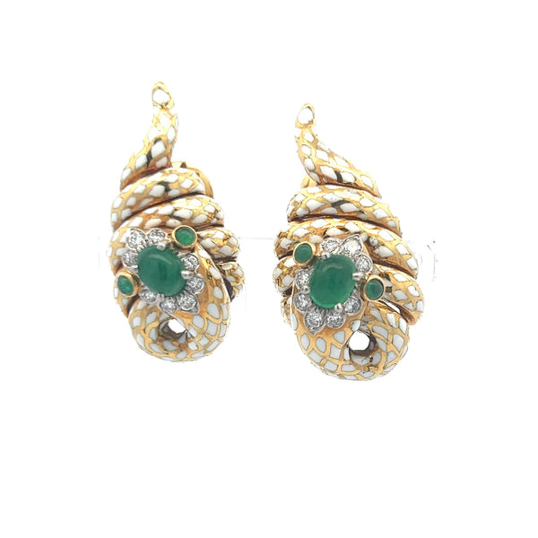David Webb 2.74 Carat and Round Diamond 18 Karat Yellow Gold Clip On Earrings