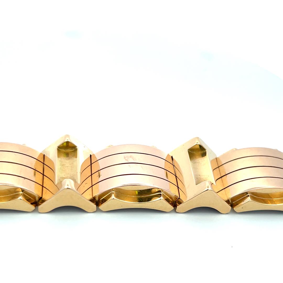 Vintage Bold Retro 18K Two-Tone Gold Bracelet 98.90 Grams