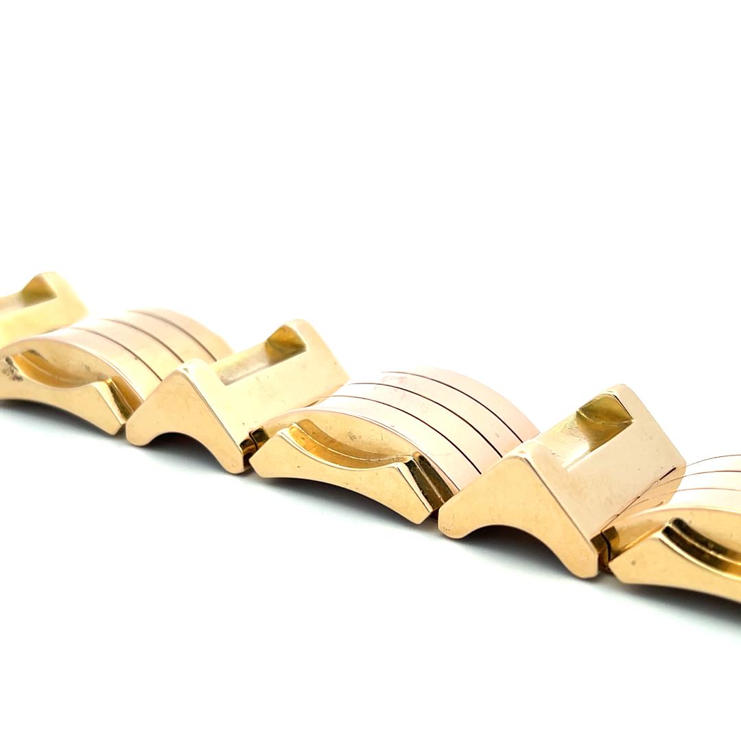 Vintage Bold Retro 18K Two-Tone Gold Bracelet 98.90 Grams