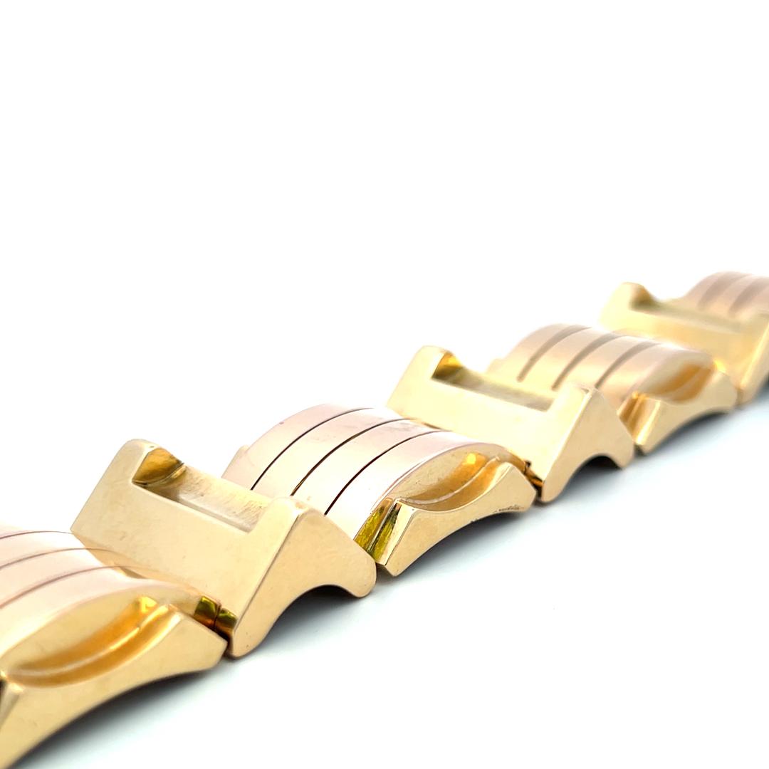 Vintage Bold Retro 18K Two-Tone Gold Bracelet 98.90 Grams