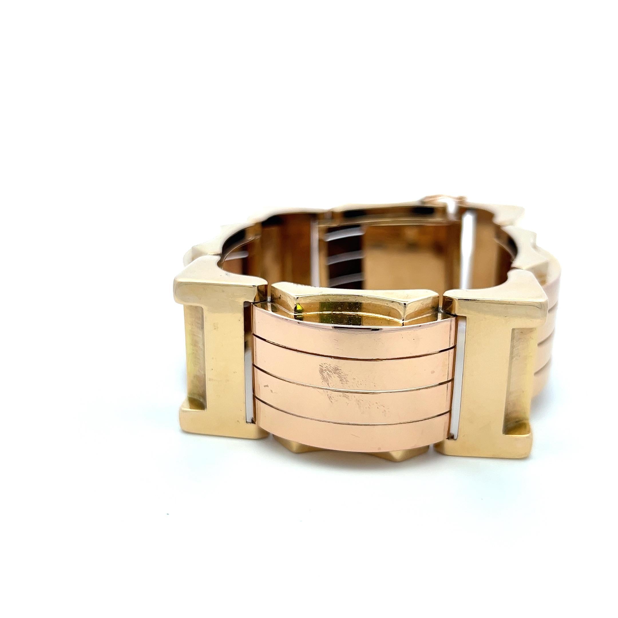 Vintage Bold Retro 18K Two-Tone Gold Bracelet 98.90 Grams