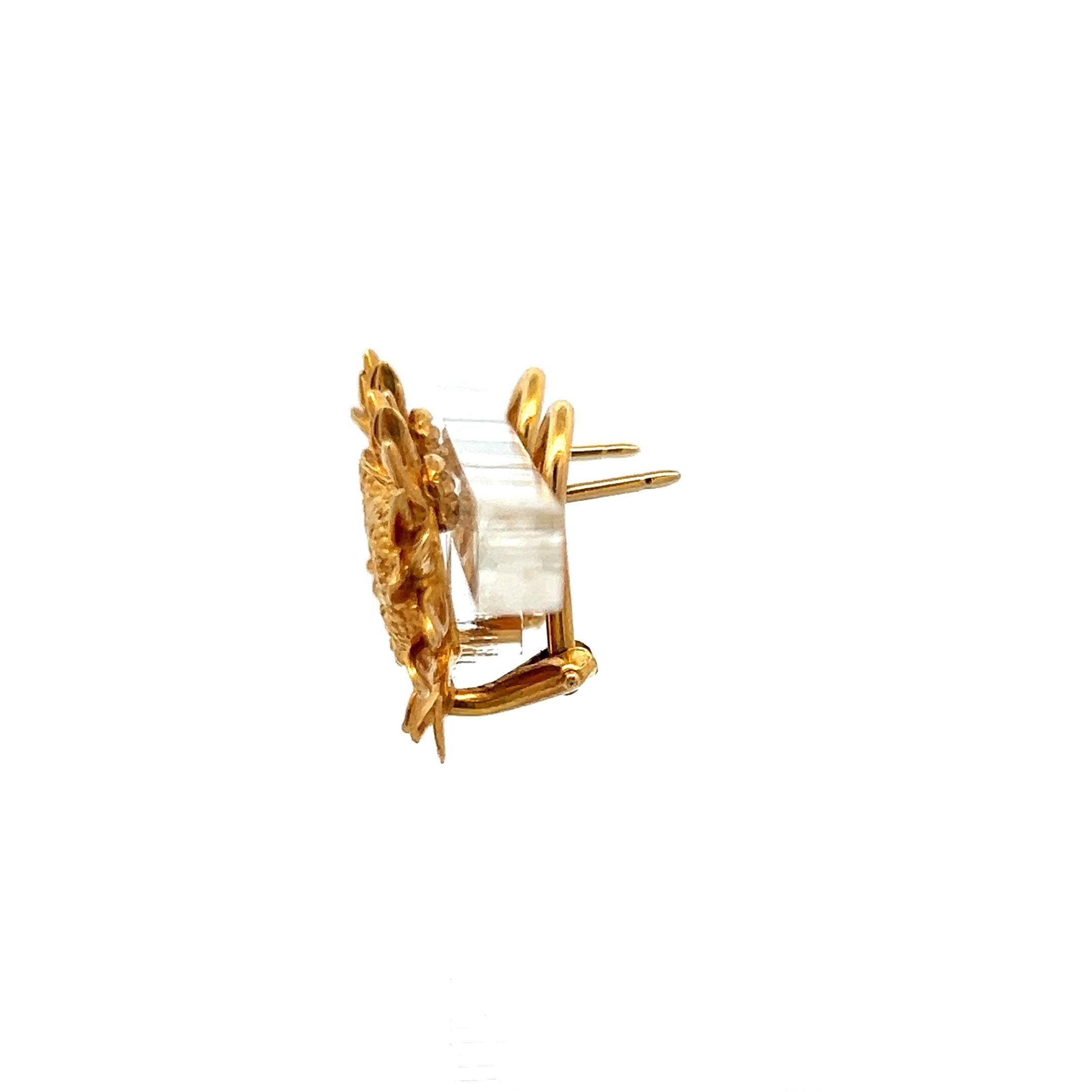 Asprey Vintage Sunflower Clip On Earrings in 18 Karat Yellow Gold