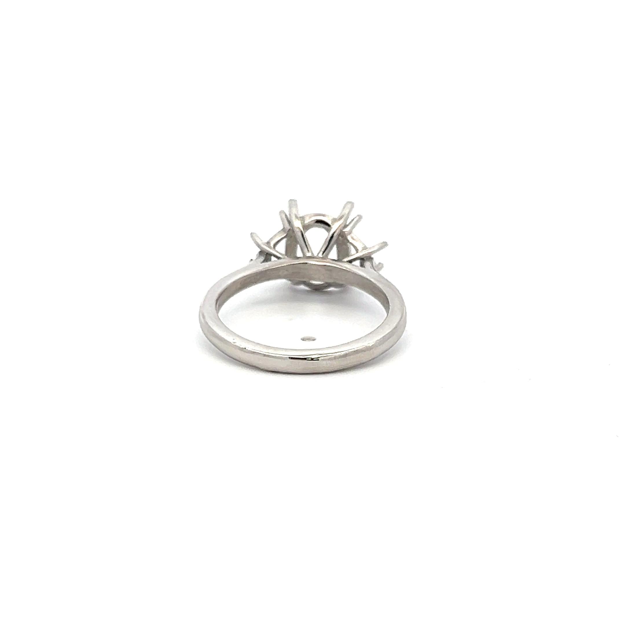 New 5.50 Grams Size 6 Platinum Semi Mount Three Stone Ring