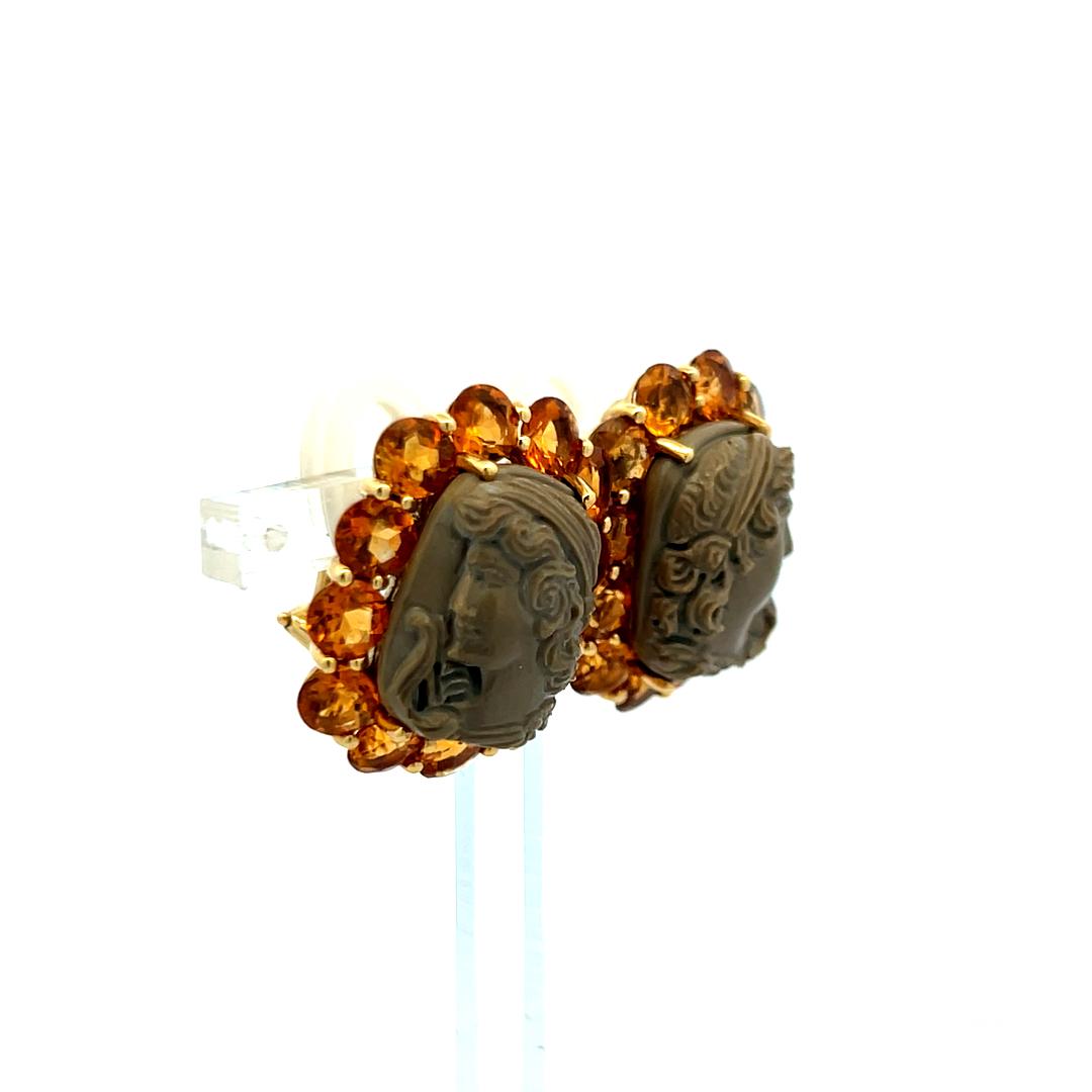 Vintage 18 Karat Yellow Gold Clip-On Earrings with 5 Carat Citrine Gemstone