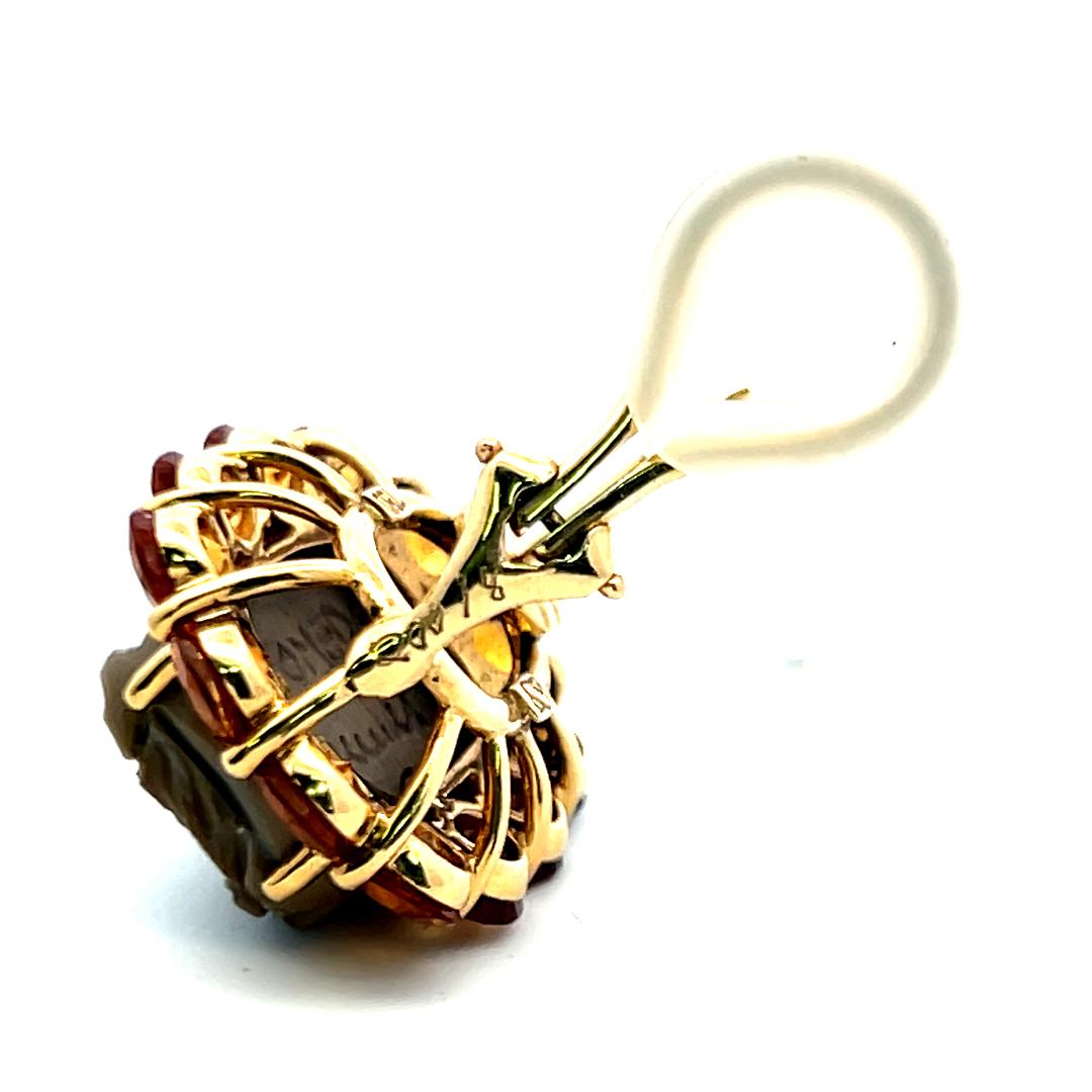 Vintage 18 Karat Yellow Gold Clip-On Earrings with 5 Carat Citrine Gemstone