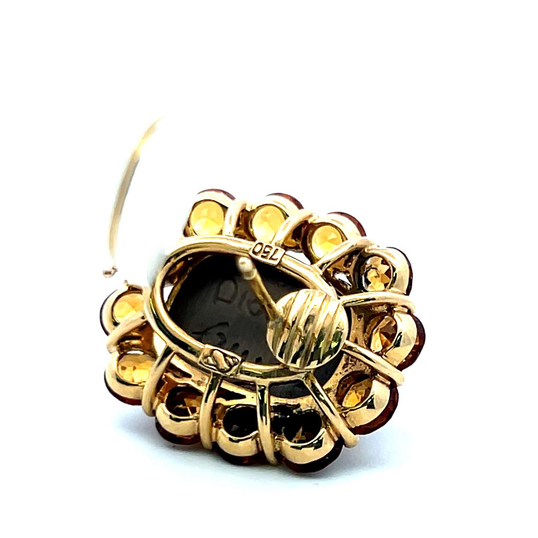 Vintage 18 Karat Yellow Gold Clip-On Earrings with 5 Carat Citrine Gemstone