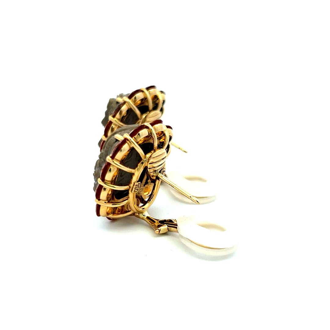 Vintage 18 Karat Yellow Gold Clip-On Earrings with 5 Carat Citrine Gemstone