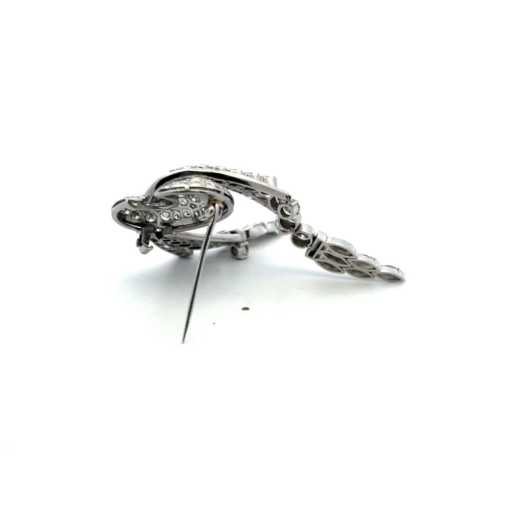 Vintage Platinum Pin Brooch With 8.2 Carat Marquis and Round G-VS Diamonds